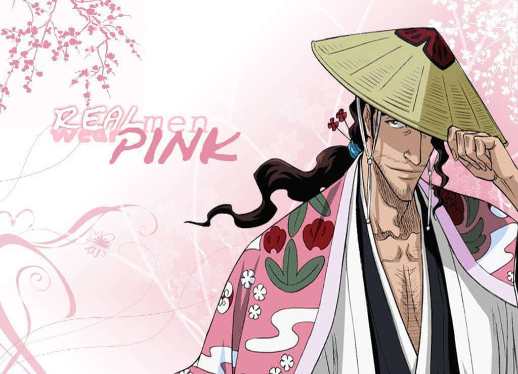 Shunsui Kyoraku, pink floral kimono, straw hat, SD Desktop Wallpaper