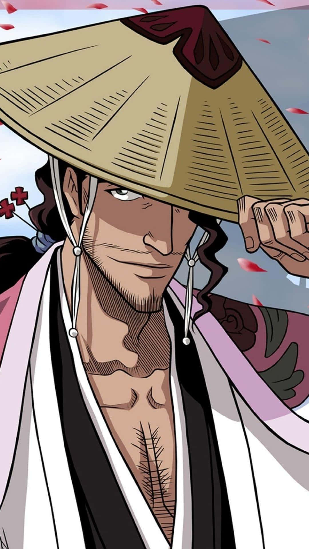 Shunsui Kyoraku, straw hat, white robe, Full HD Phone Wallpaper