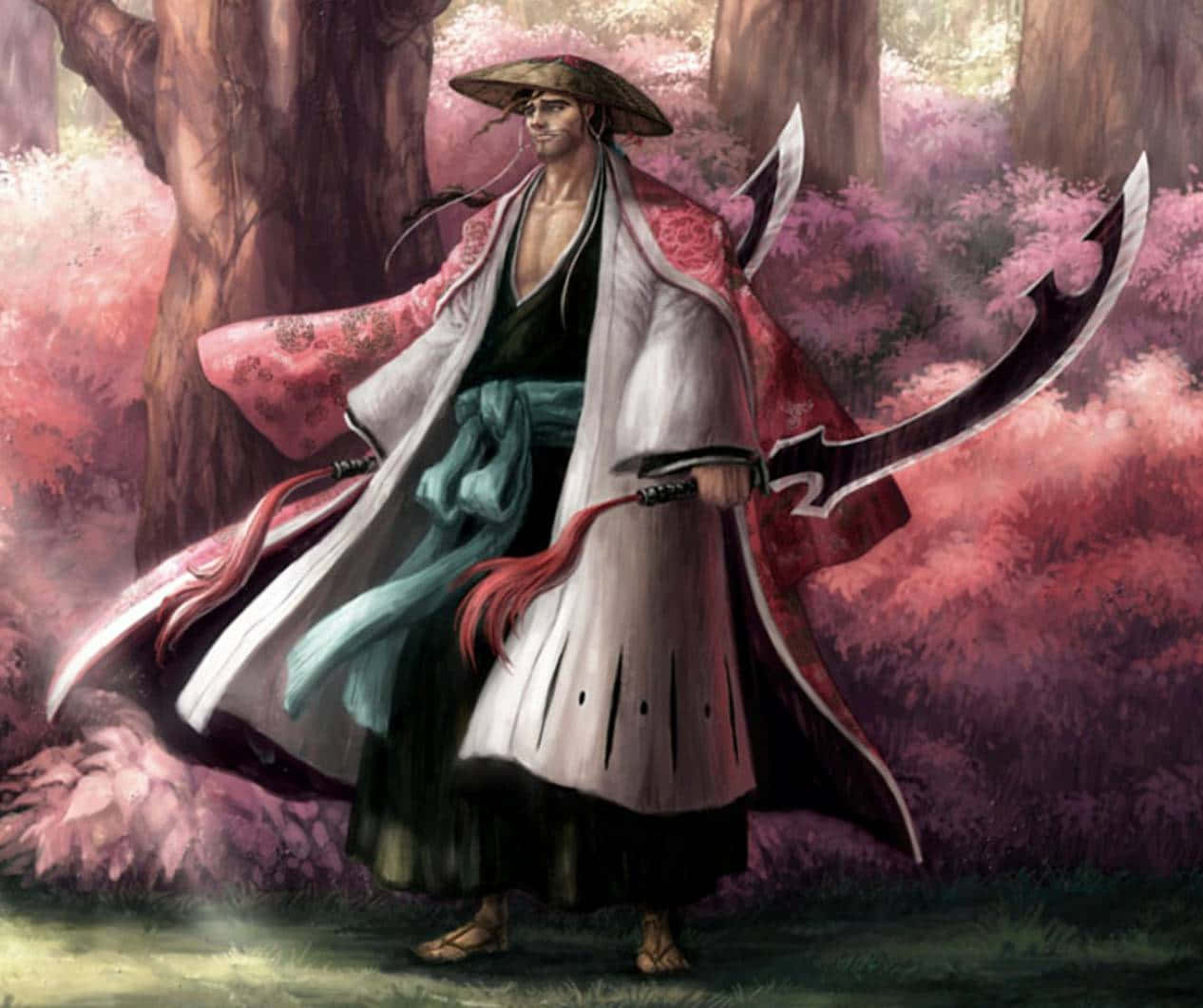 Shunsui Kyoraku, 8th Division, curved blade, SD Desktop Wallpaper