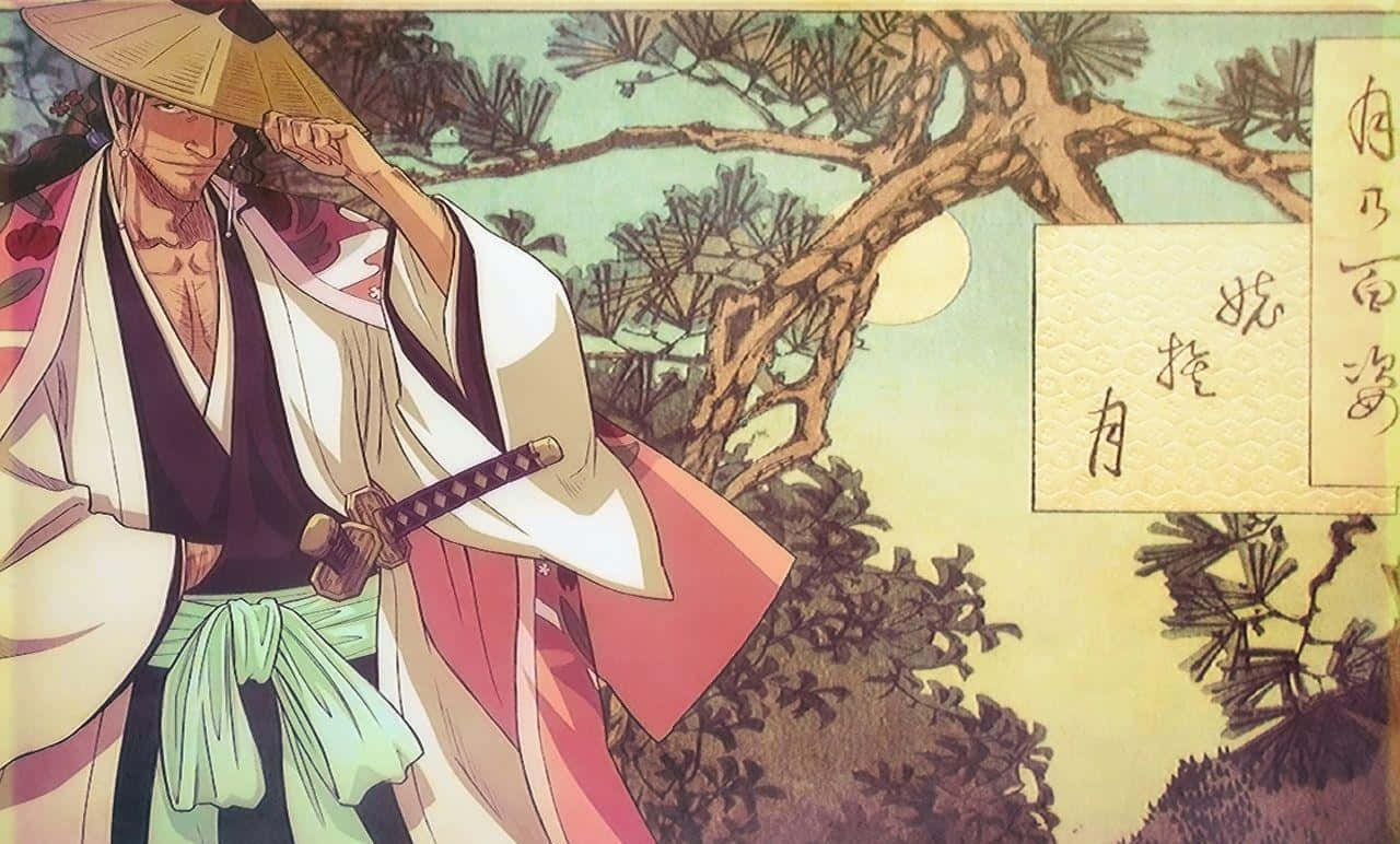 Shunsui Kyoraku, pine tree, full moon, HD Desktop Wallpaper