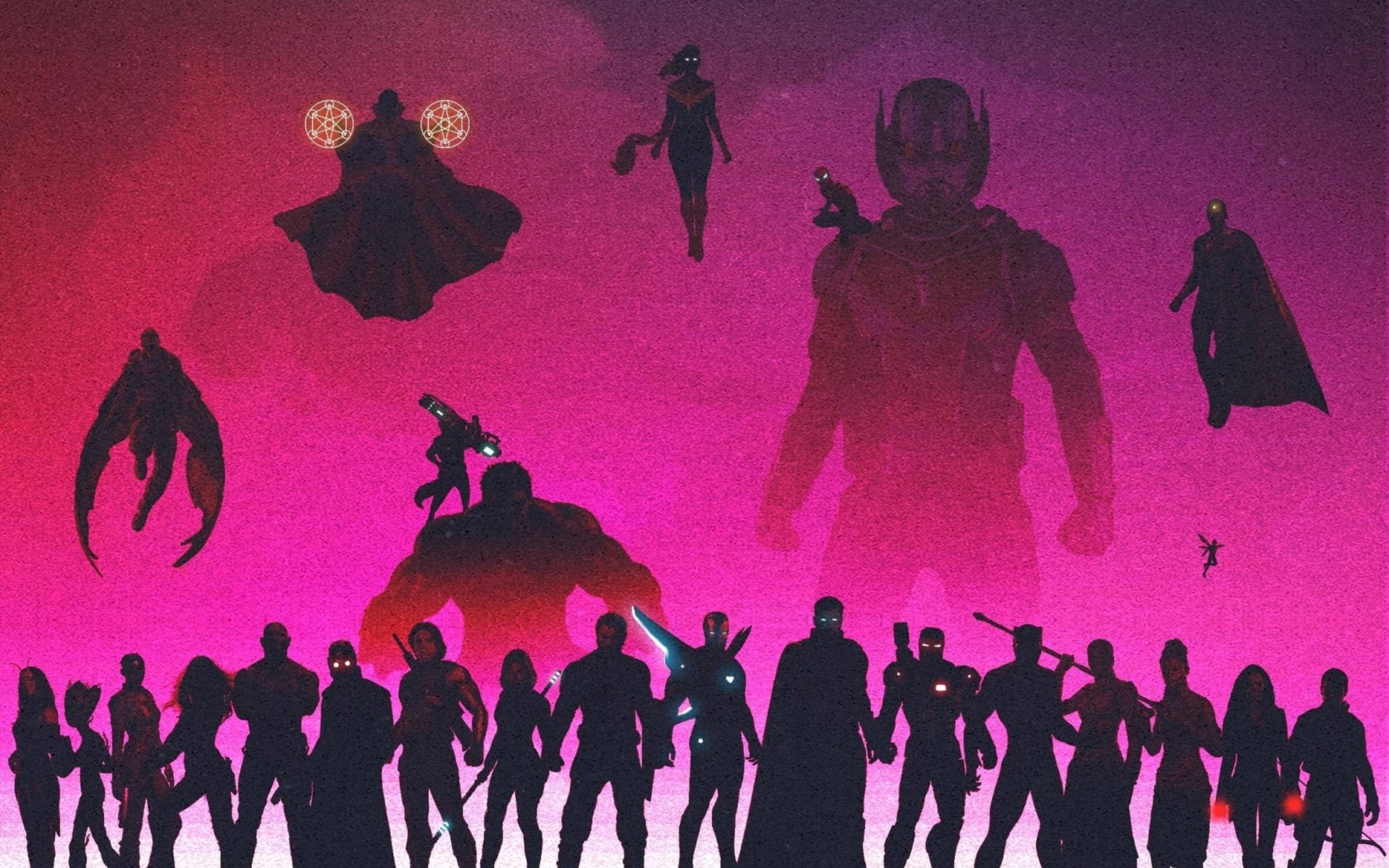 Shuri, silhouette, magenta sky, 2K Desktop Wallpaper