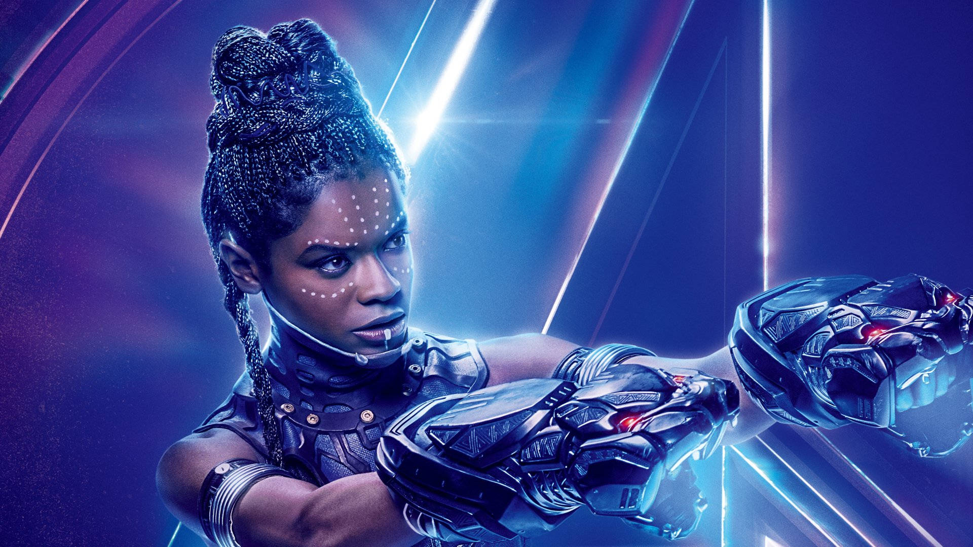 Shuri, neon lights, glowing gauntlet, Full HD Desktop Wallpaper