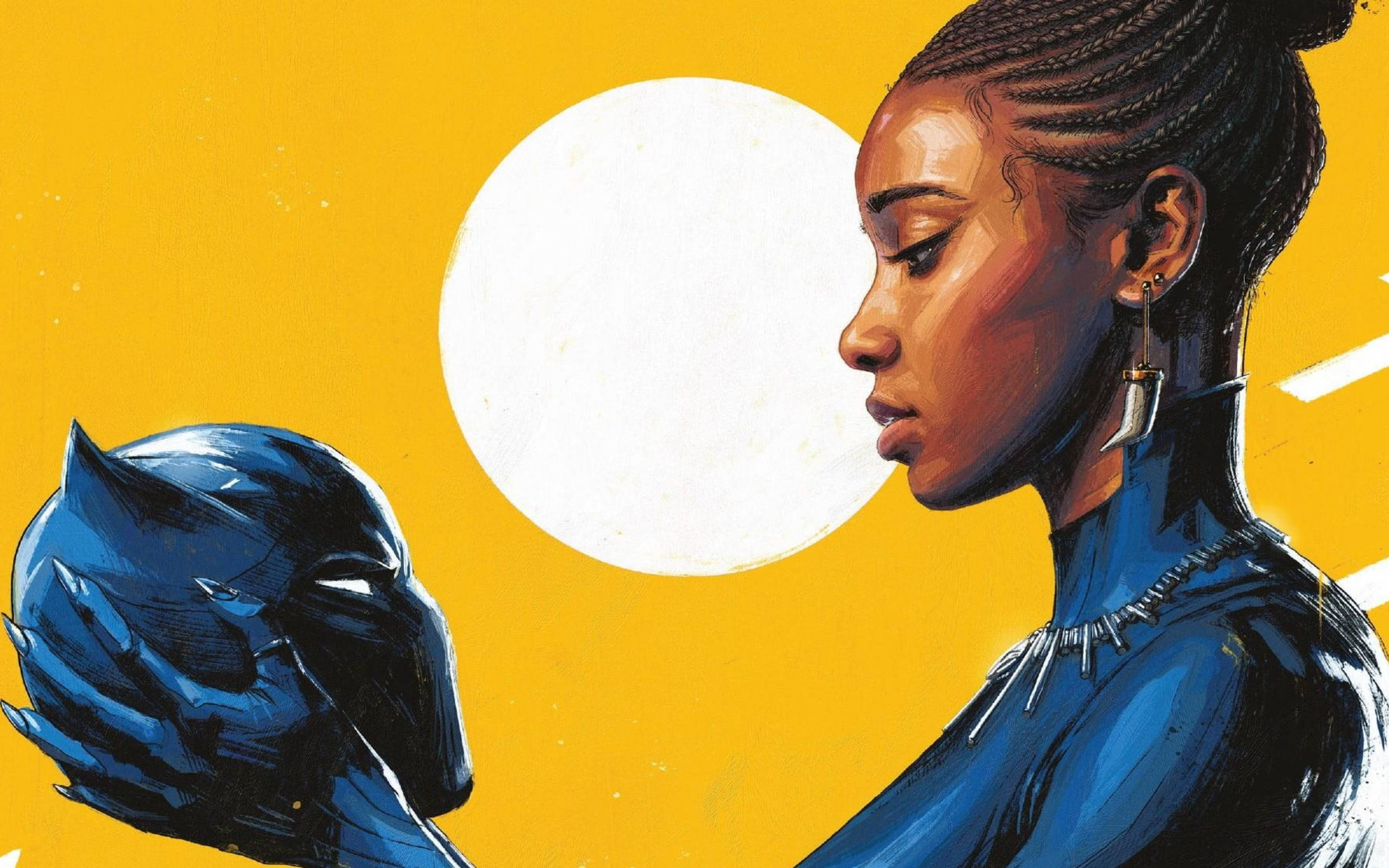 Shuri, blue armor, black panther helmet, 2K Desktop Wallpaper