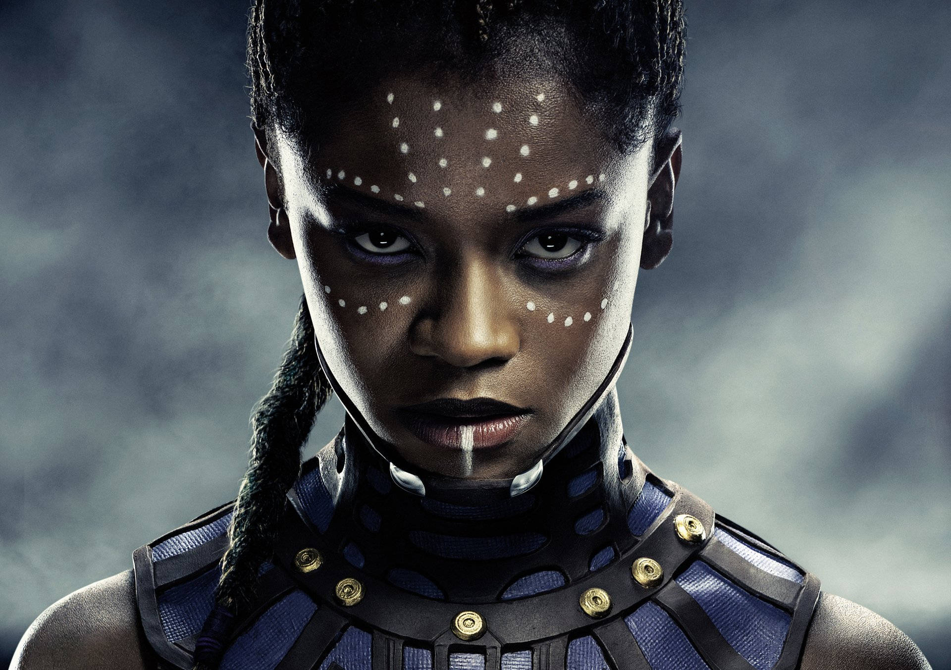 Shuri, white dot face paint, braided hair, Full HD Desktop Wallpaper