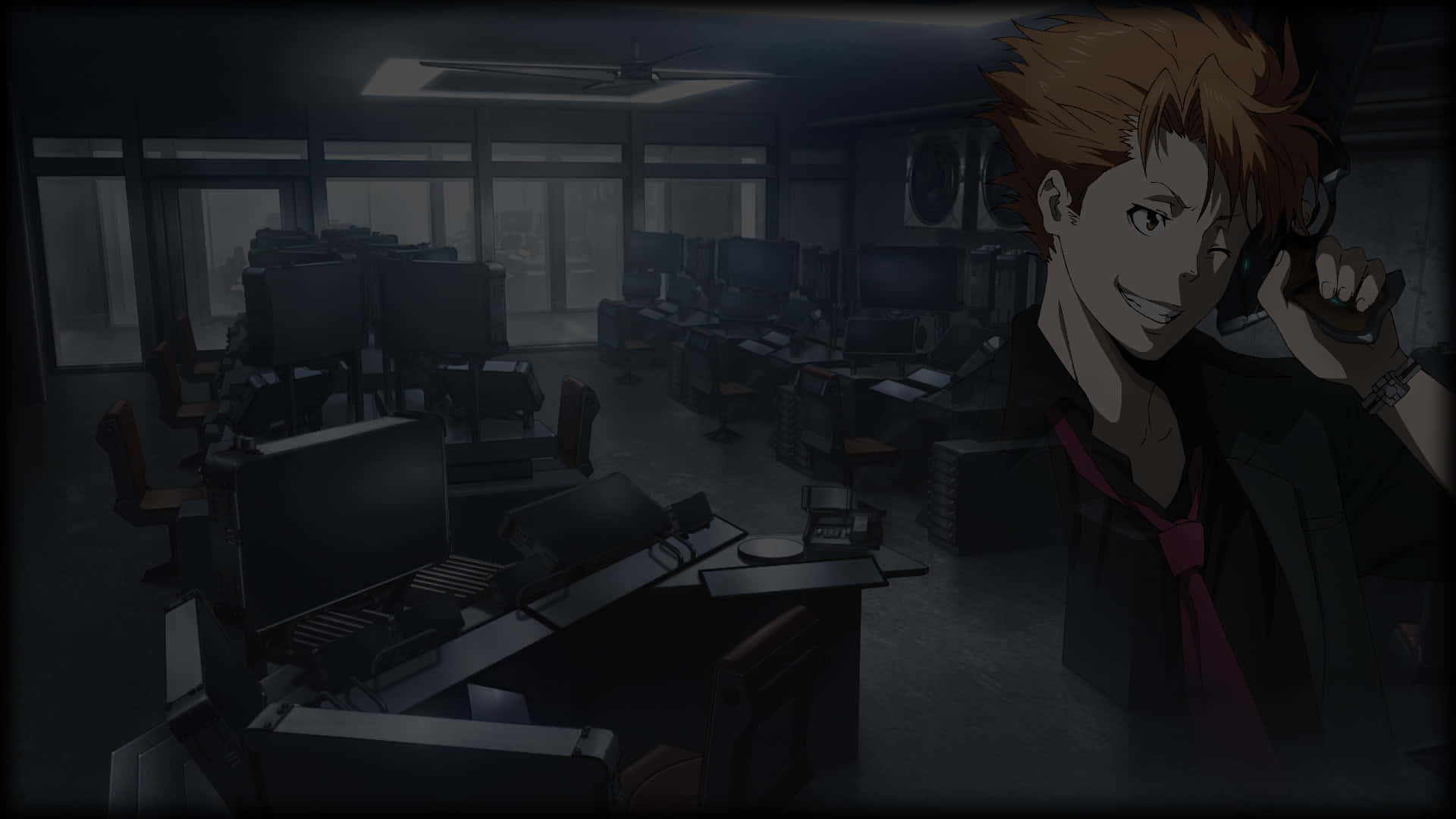 Shusei Kagari, spiky orange hair, dimly lit, Full HD Desktop Wallpaper
