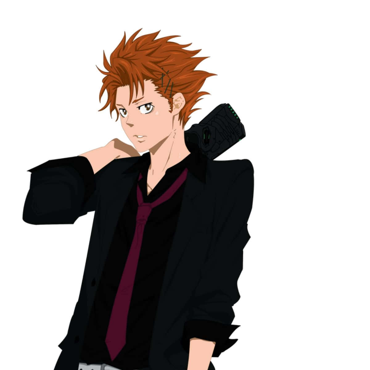 Shusei Kagari, spiky orange hair, black suit, SD Desktop Wallpaper