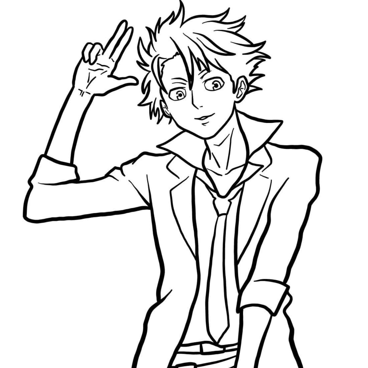 Shusei Kagari, spiky hair, peace sign, SD Desktop Wallpaper