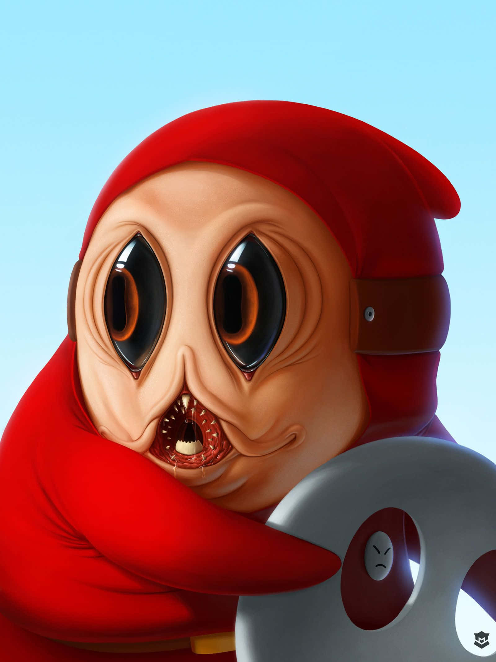 Shy Guy, red creature, huge eyes, Full HD Phone Wallpaper