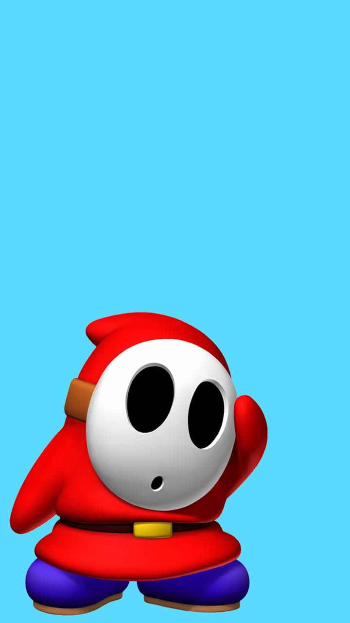 Shy Guy, red-capped, light blue background, HD Phone Wallpaper