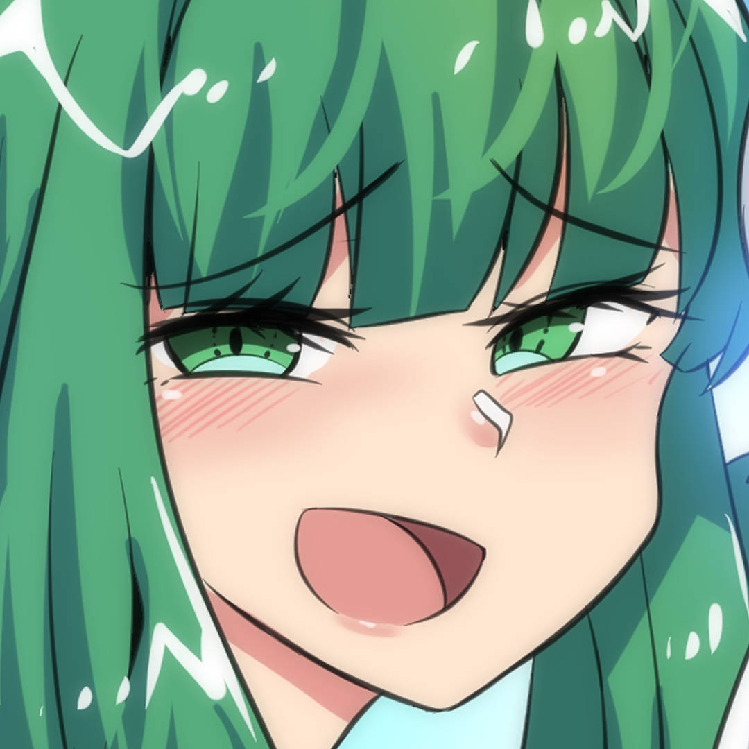 anime, meme pfp, shy green girl, SD Desktop Wallpaper