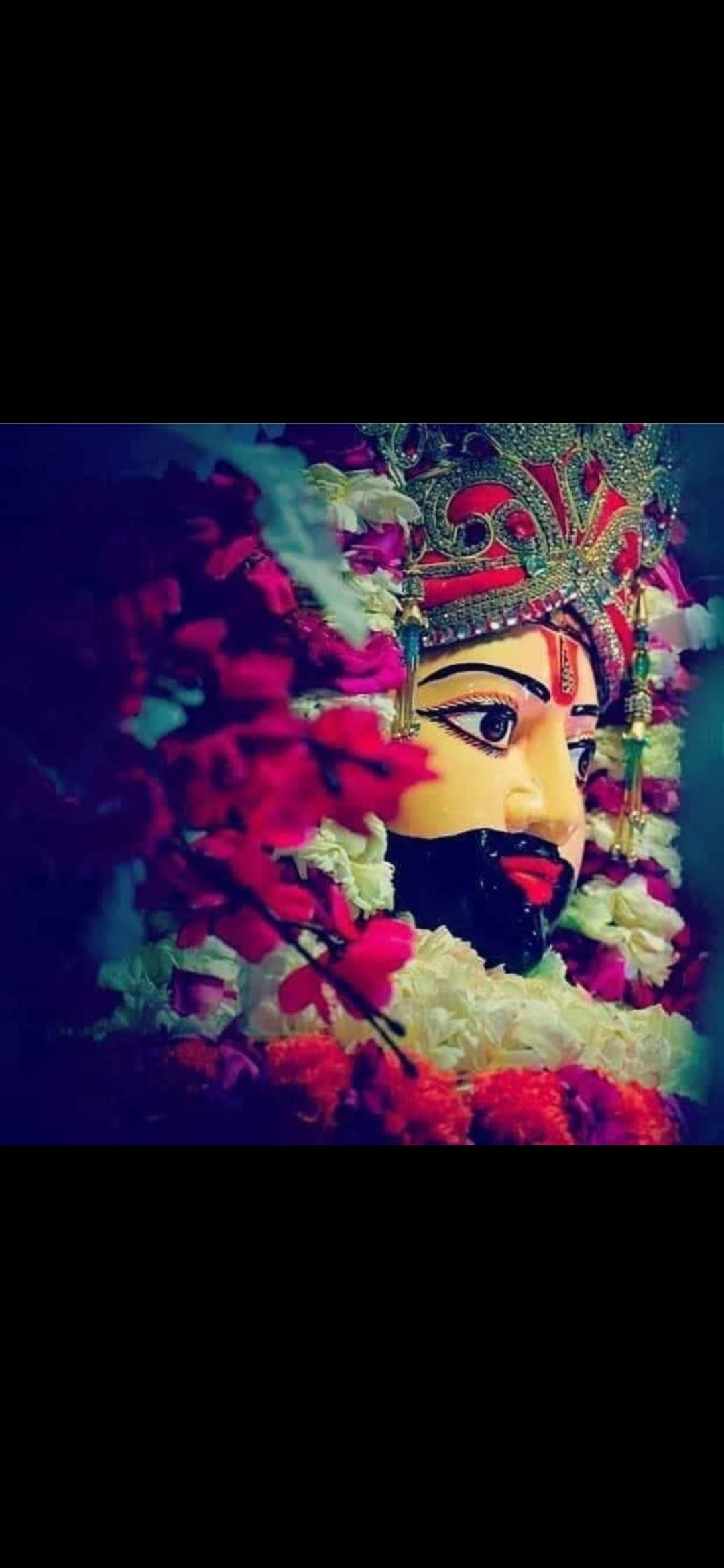 Shyam Baba, red and white flowers, intricate golden headgear, Full HD Phone Wallpaper