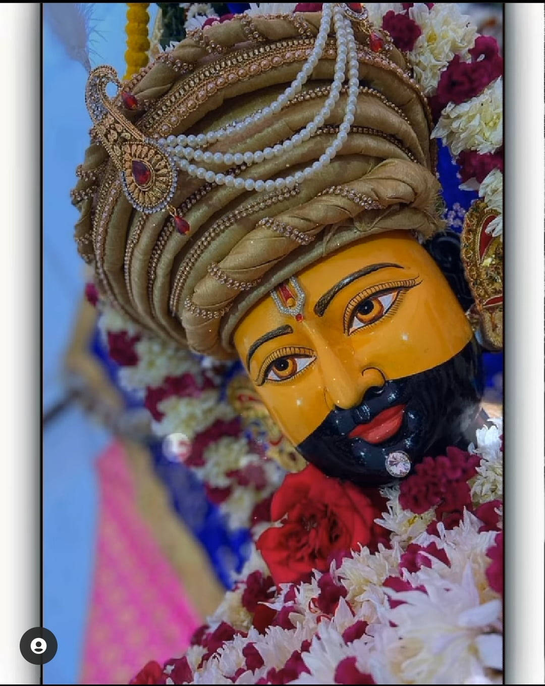 Shyam Baba, golden face, black beard, HD Phone Wallpaper