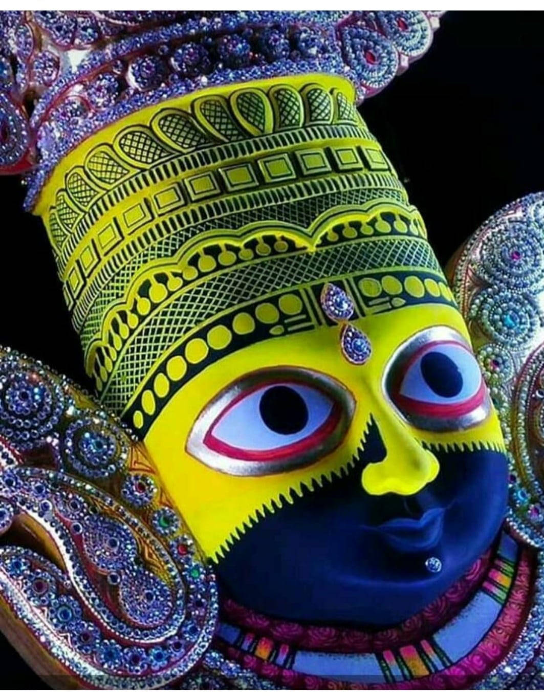 Shyam Baba, yellow face, blue skin, HD Phone Wallpaper