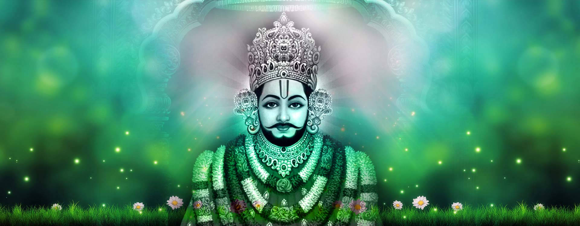 Shyam Baba, grass, flowers, Full HD Desktop Wallpaper