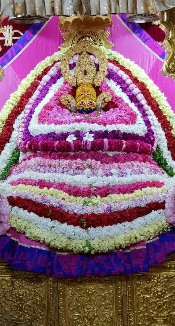 Shyam Baba, gold table, floral mandala, SD Phone Wallpaper