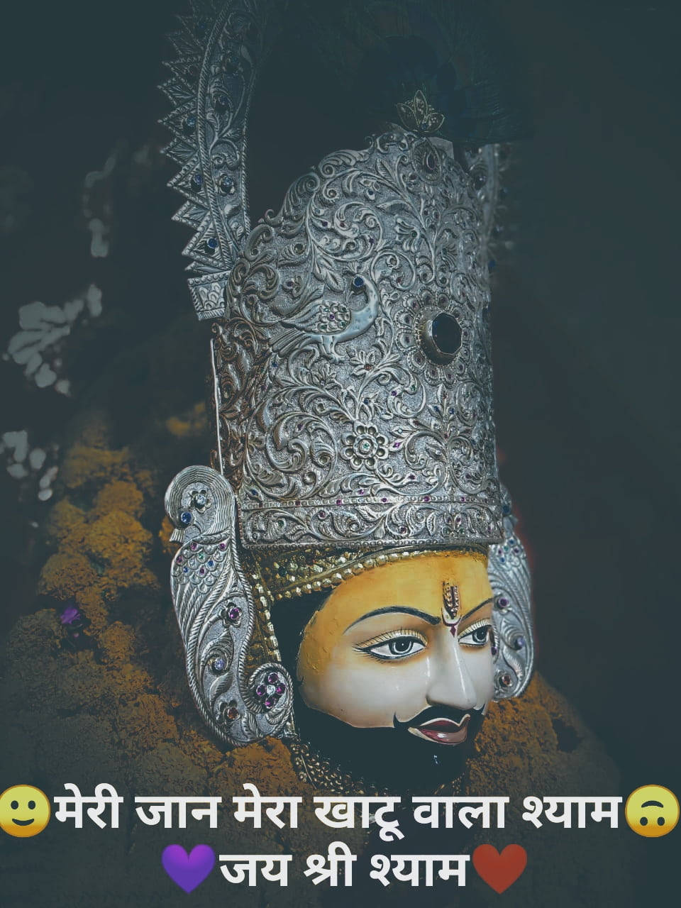 Shyam Baba, ornate silver crown, yellow face, HD Phone Wallpaper