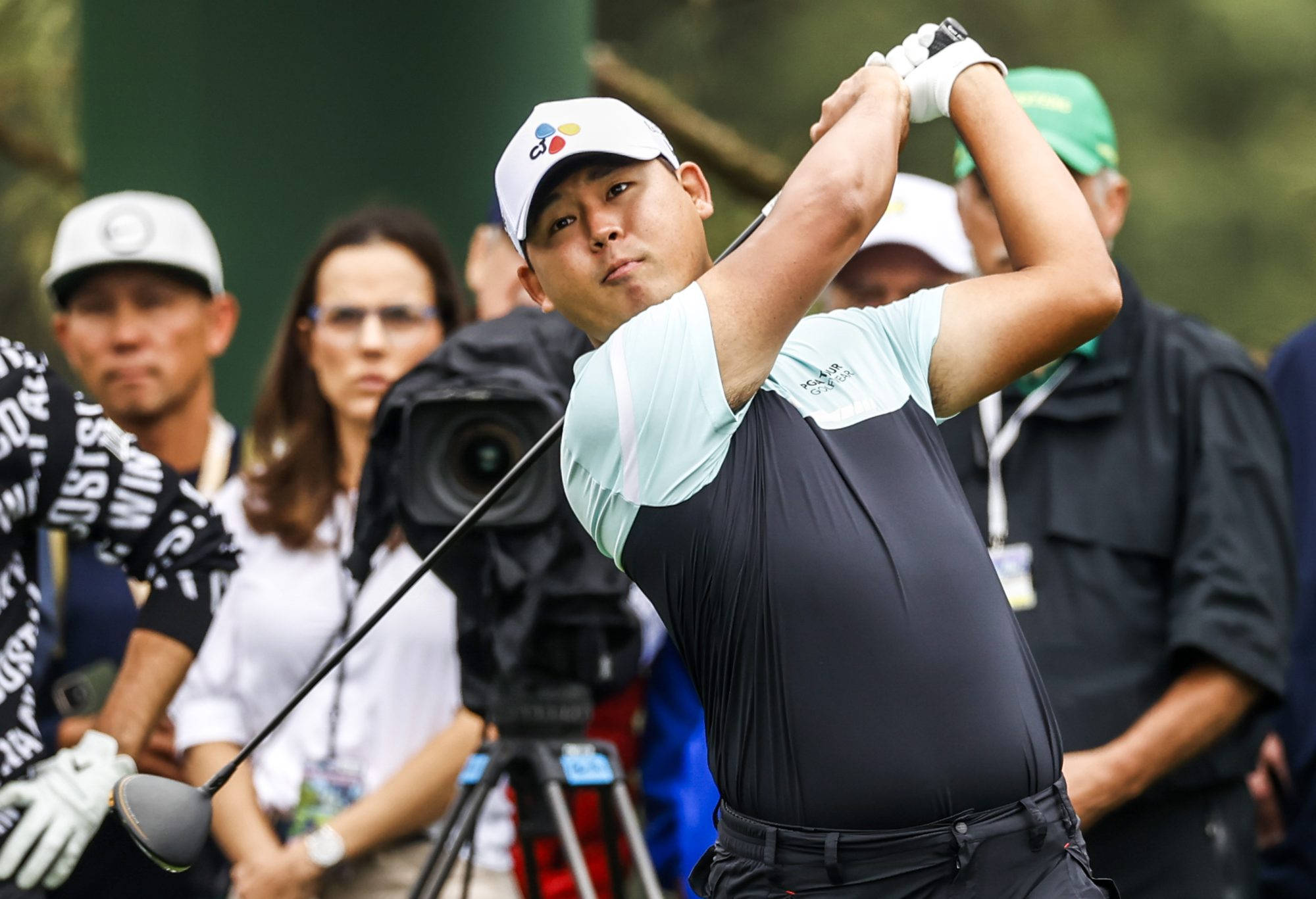 Si Woo Kim, golfer, mid-swing, Full HD Desktop Wallpaper