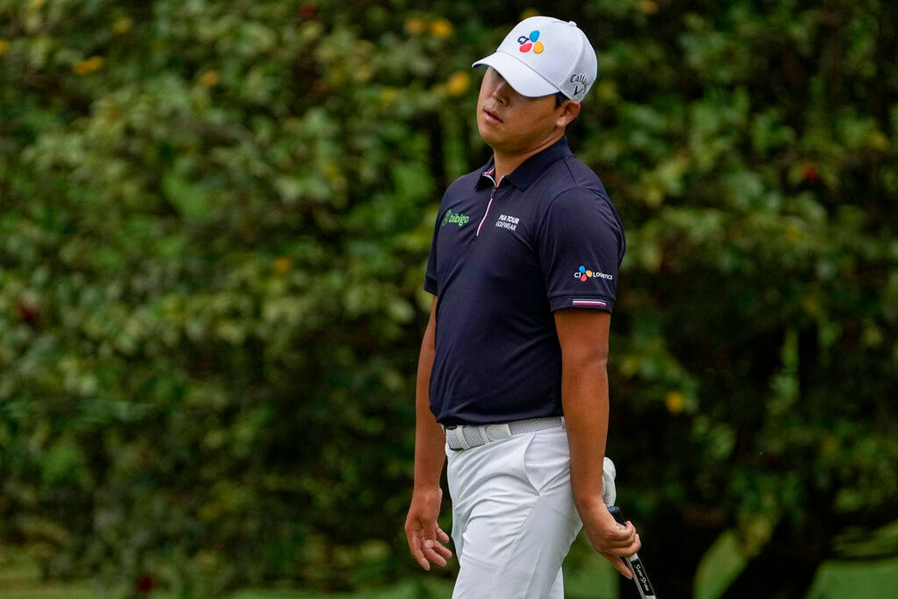 Si Woo Kim, navy polo, white cap, HD Desktop Wallpaper