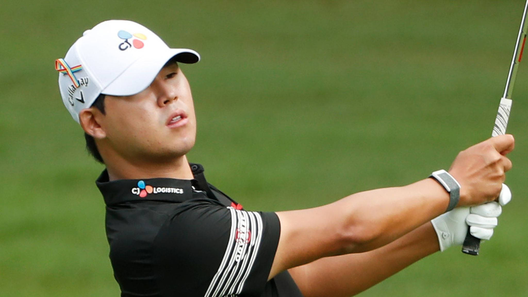 Si Woo Kim, golfer, mid-swing, Full HD Desktop Wallpaper