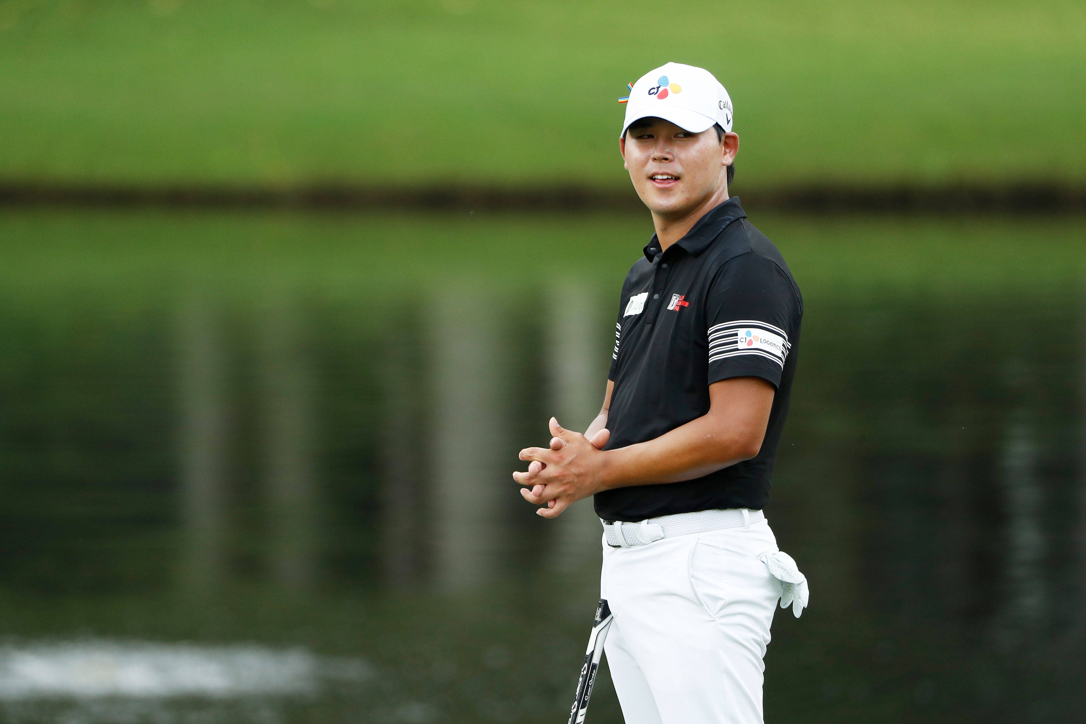 Si Woo Kim, golf course, pond, 2K Desktop Wallpaper