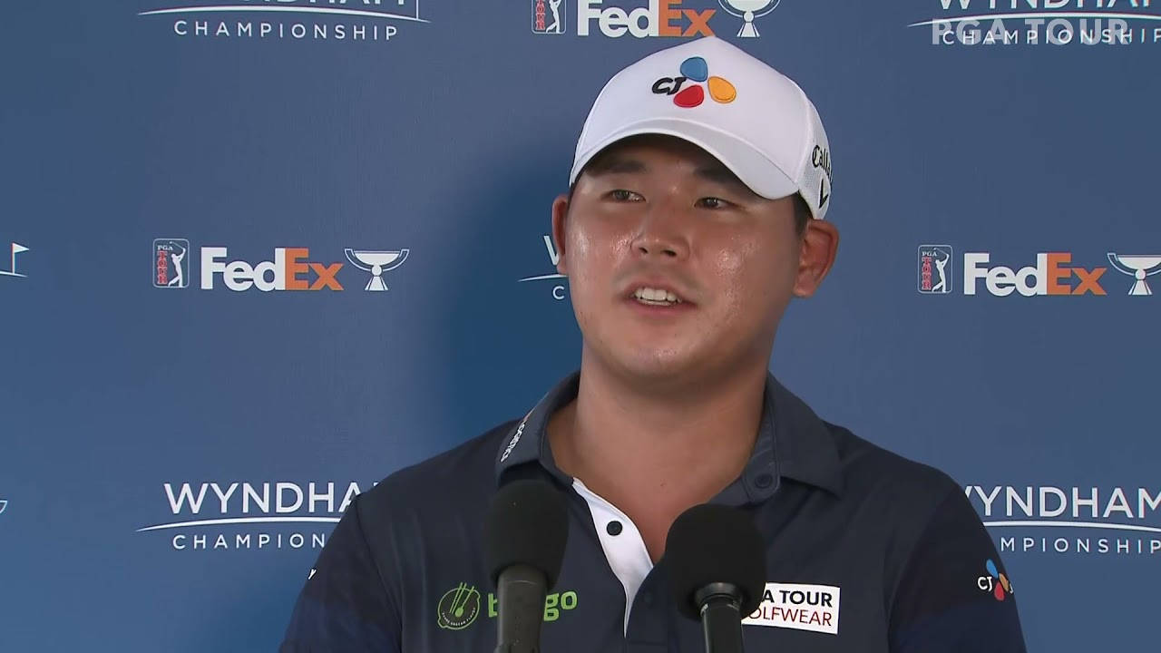 Si Woo Kim, white cap, dark polo shirt, HD Desktop Wallpaper