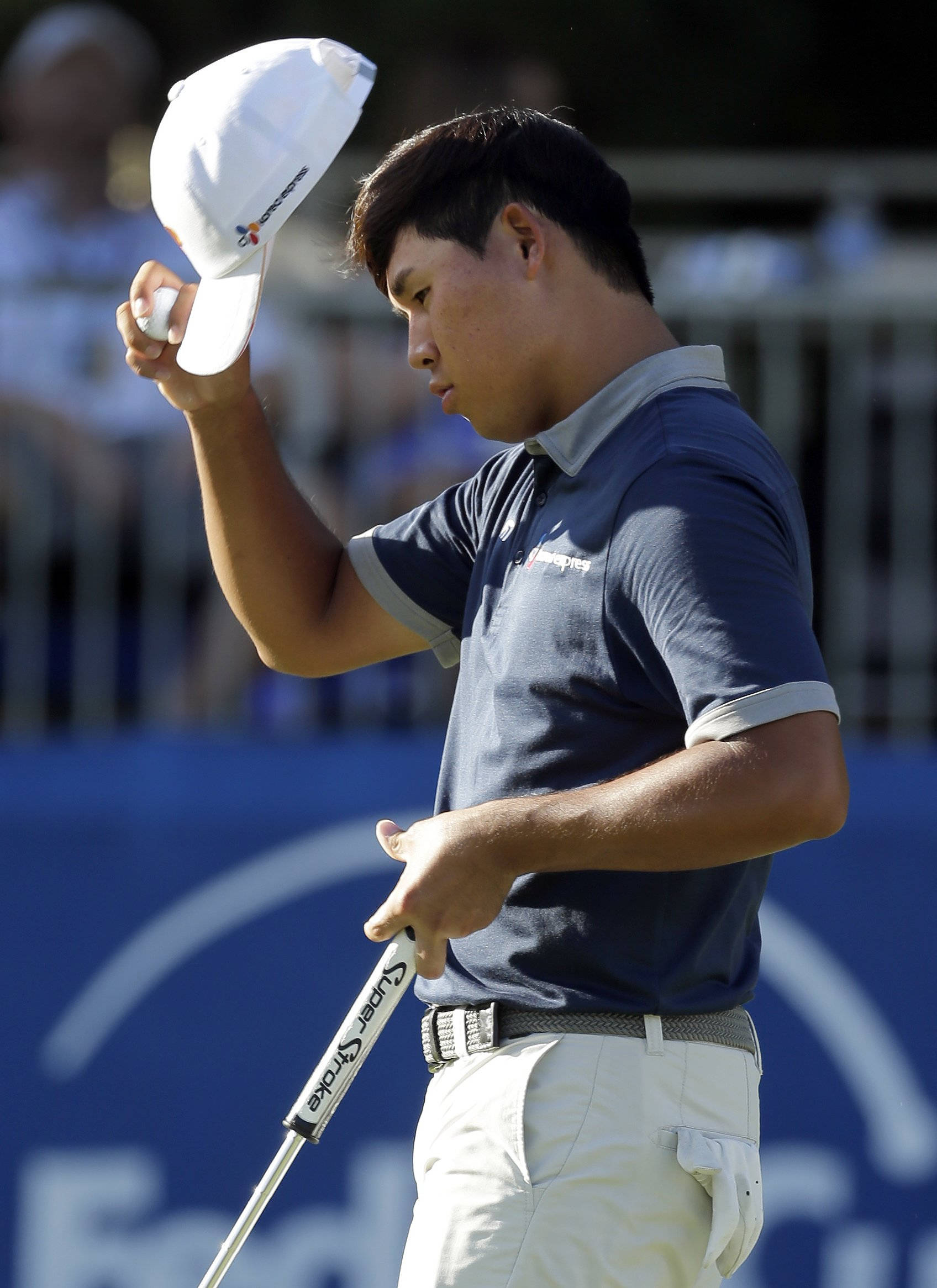 Si Woo Kim, blue polo, white cap, Full HD Phone Wallpaper