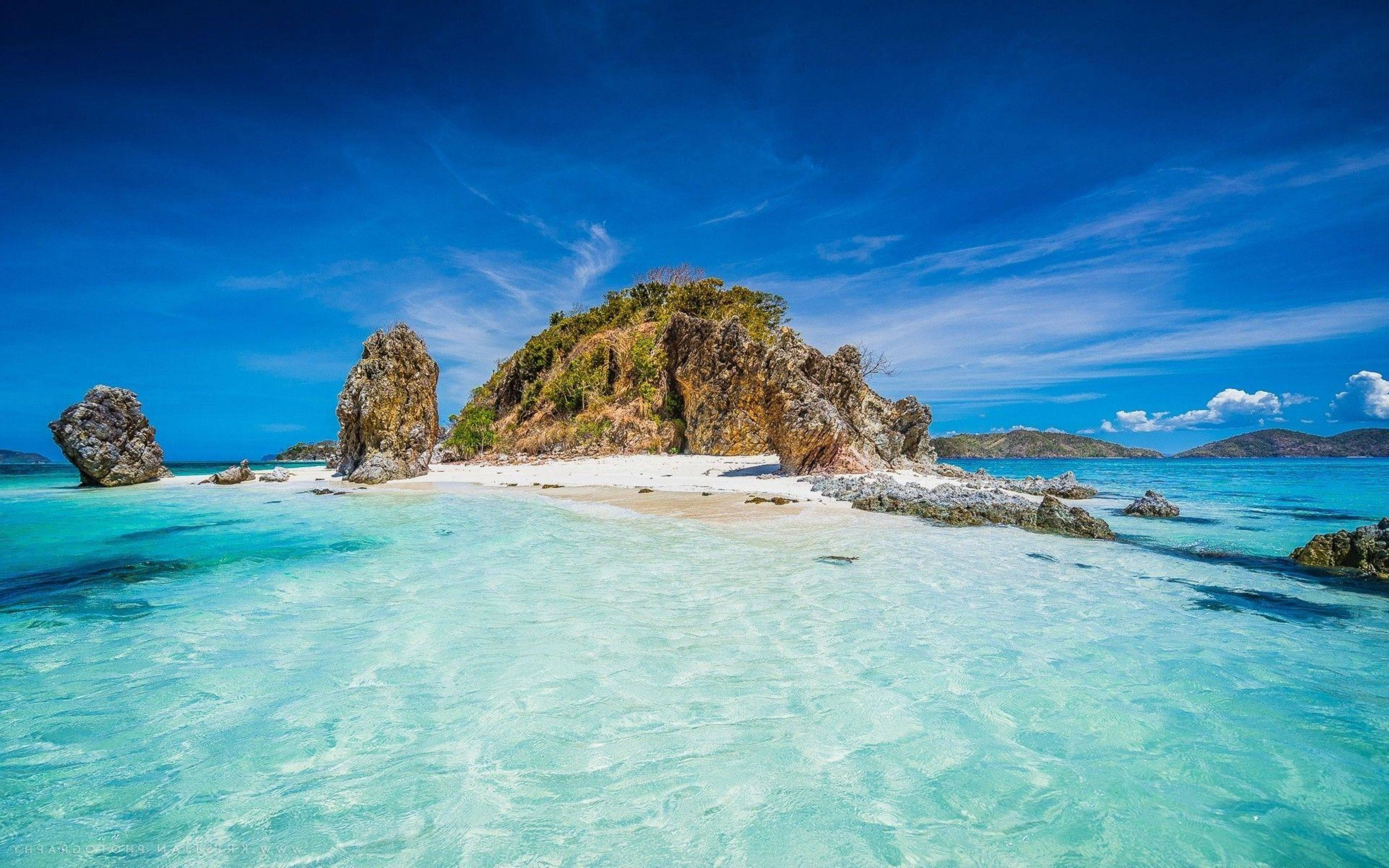 Siargao Island, beach cliffs, turquoise waters, 5K Desktop Wallpaper