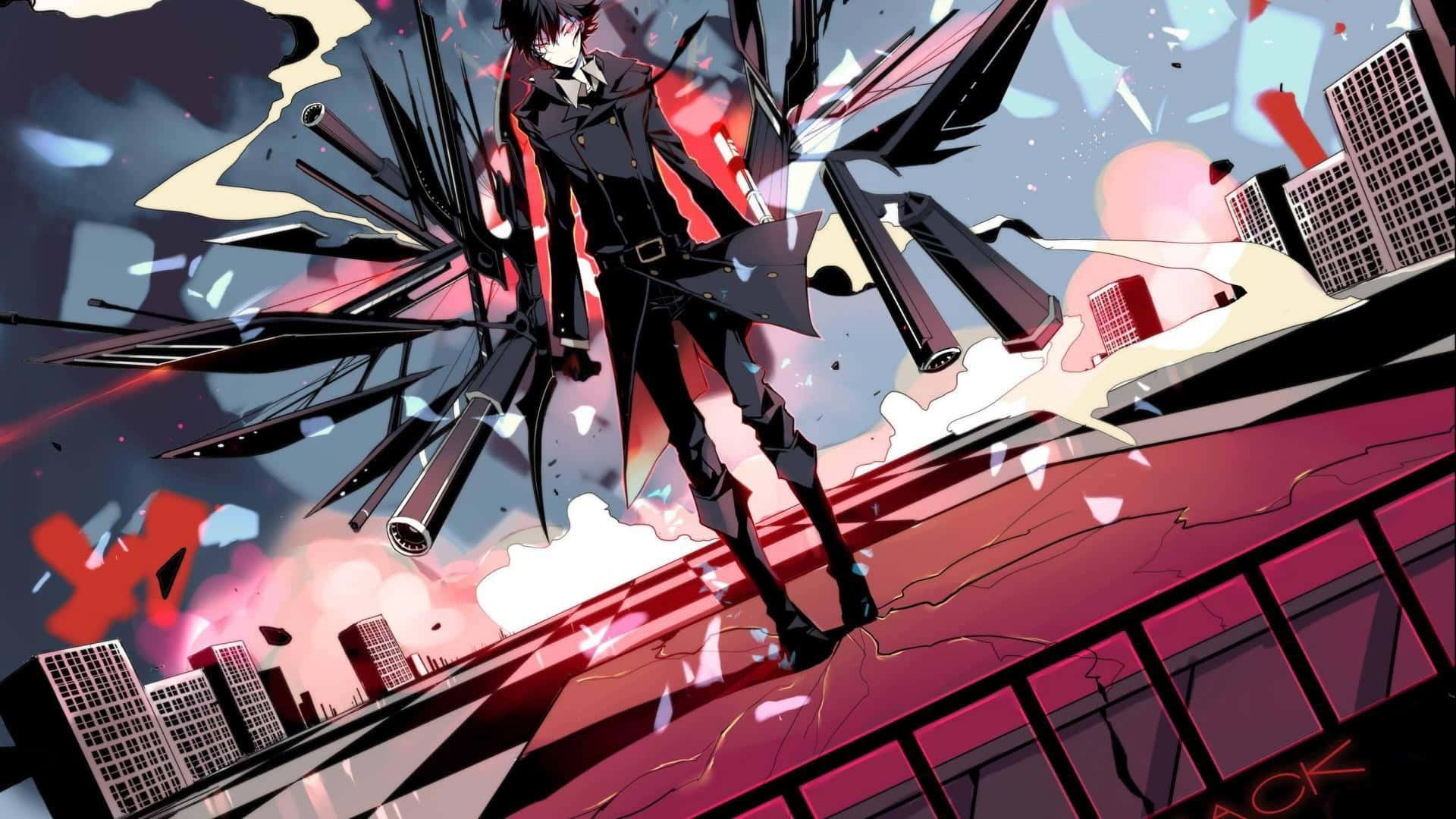 Sick Anime, dark-haired anime character, black suit, Full HD Desktop Wallpaper