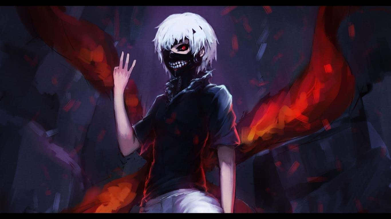 Sick Anime, white-haired anime character, skull mask, HD Desktop Wallpaper
