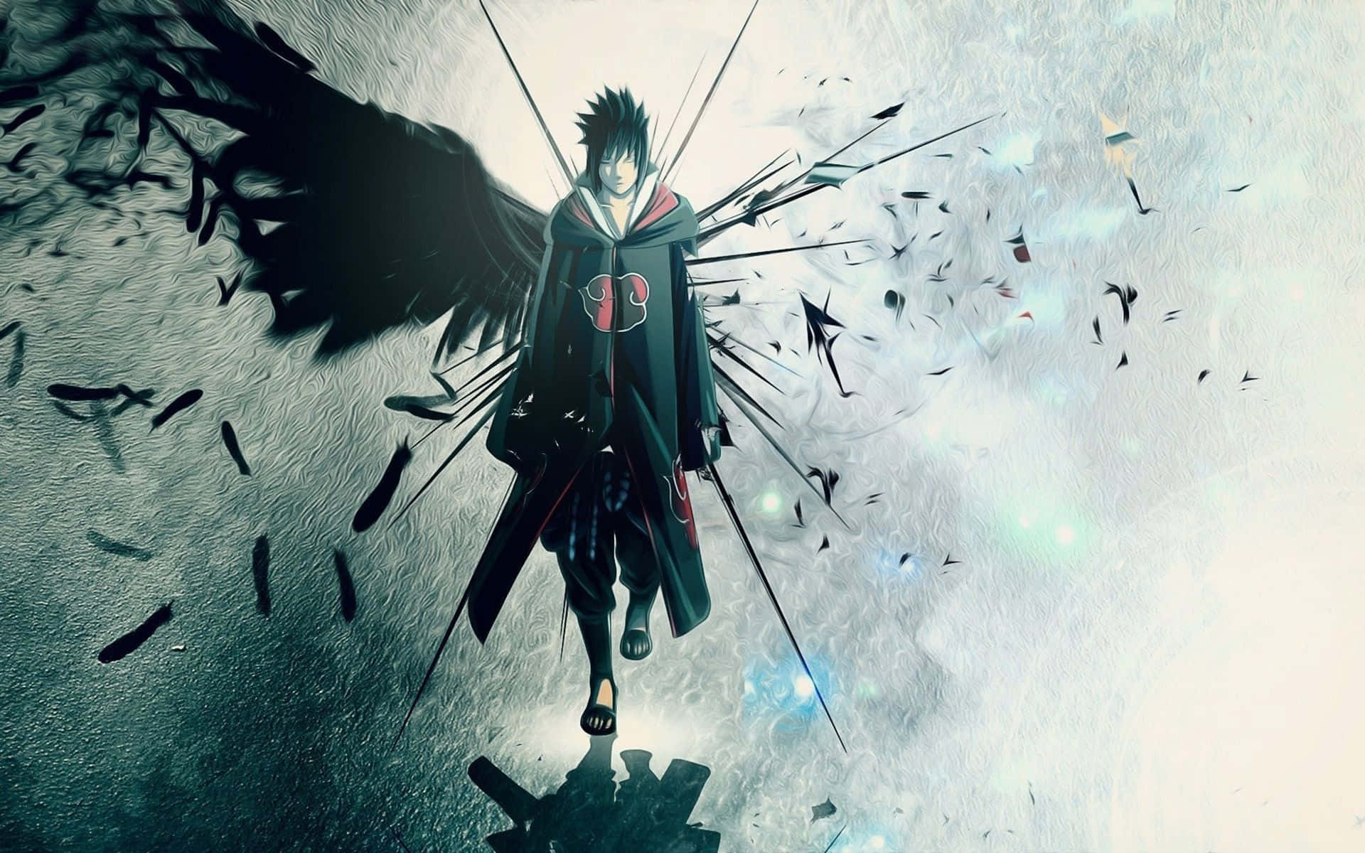 Sick Anime, dark-winged anime character, black cloak, Full HD Desktop Wallpaper