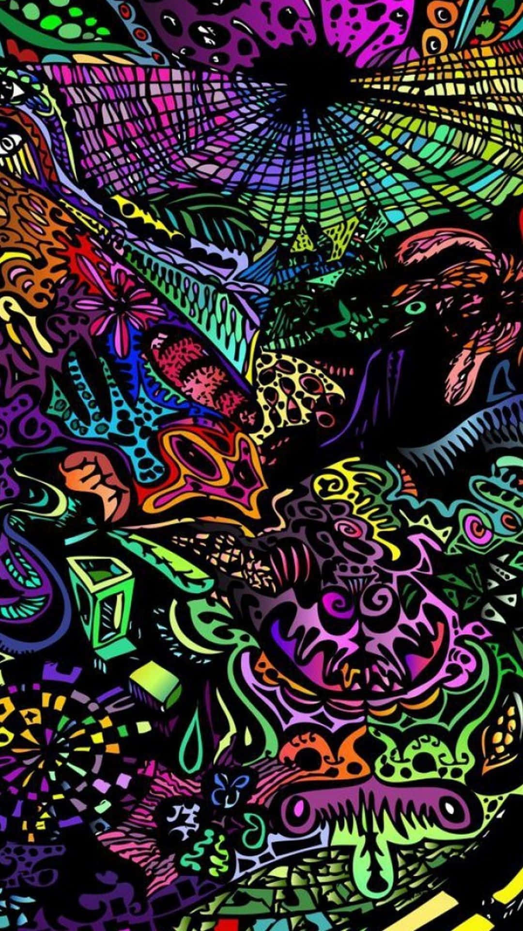 sick iPhone, neon patterns, psychedelic abstract art, Full HD Phone Wallpaper