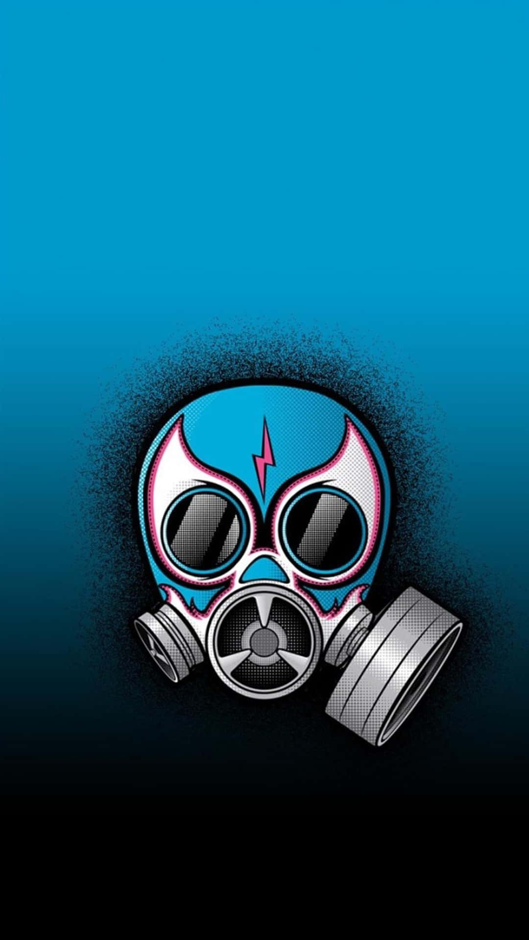 Sick iPhone, gas mask, lightning bolt design, Full HD Phone Wallpaper