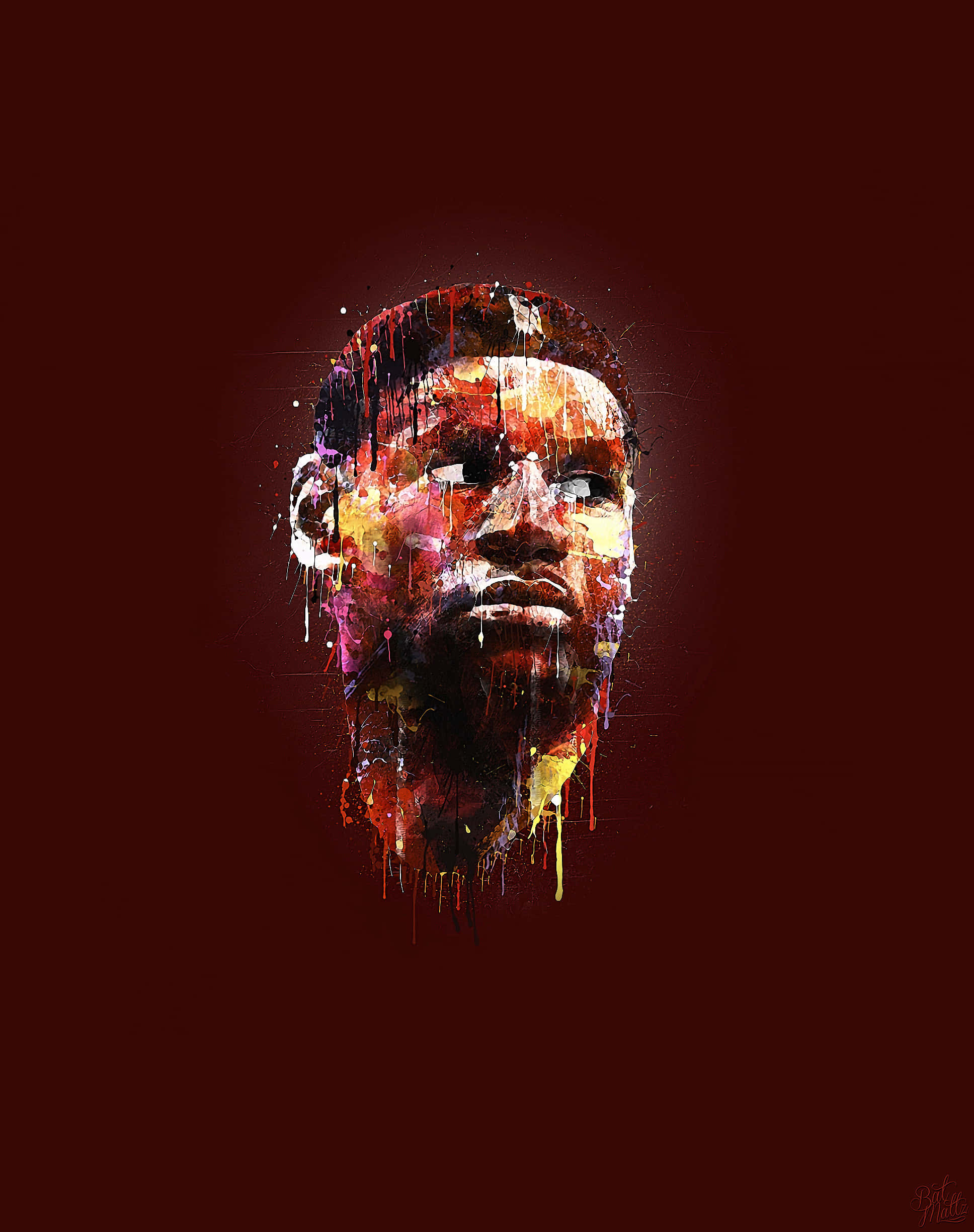 Sick iPhone, vibrant dripping paint, deep red background, Full HD Phone Wallpaper