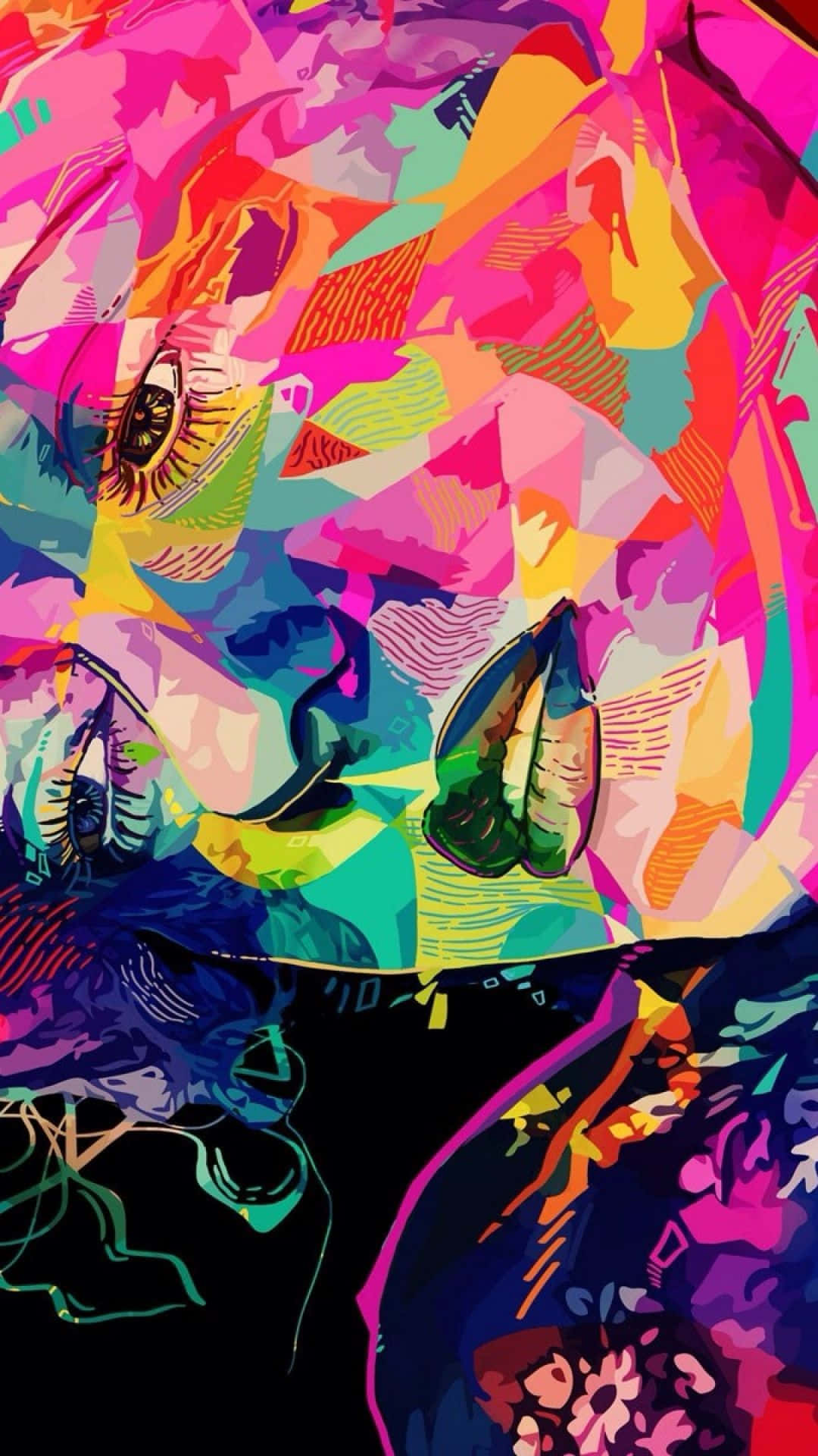 Sick iPhone, woman, neon colors, Full HD Phone Wallpaper