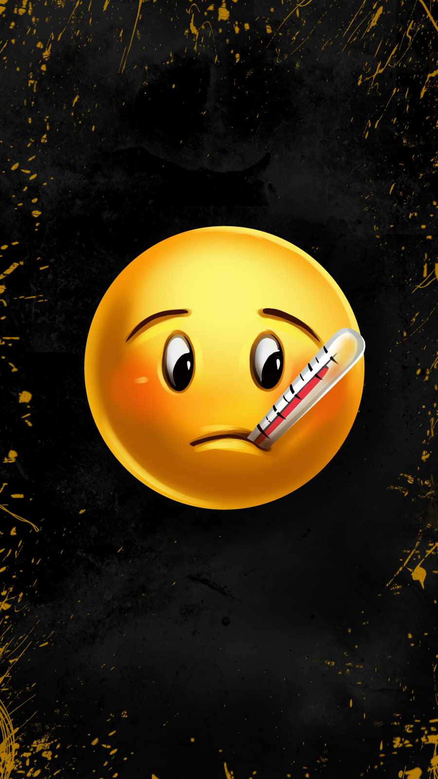 Sick iPhone Emoji Thermometer, yellow emoji face, thermometer, HD Phone Wallpaper