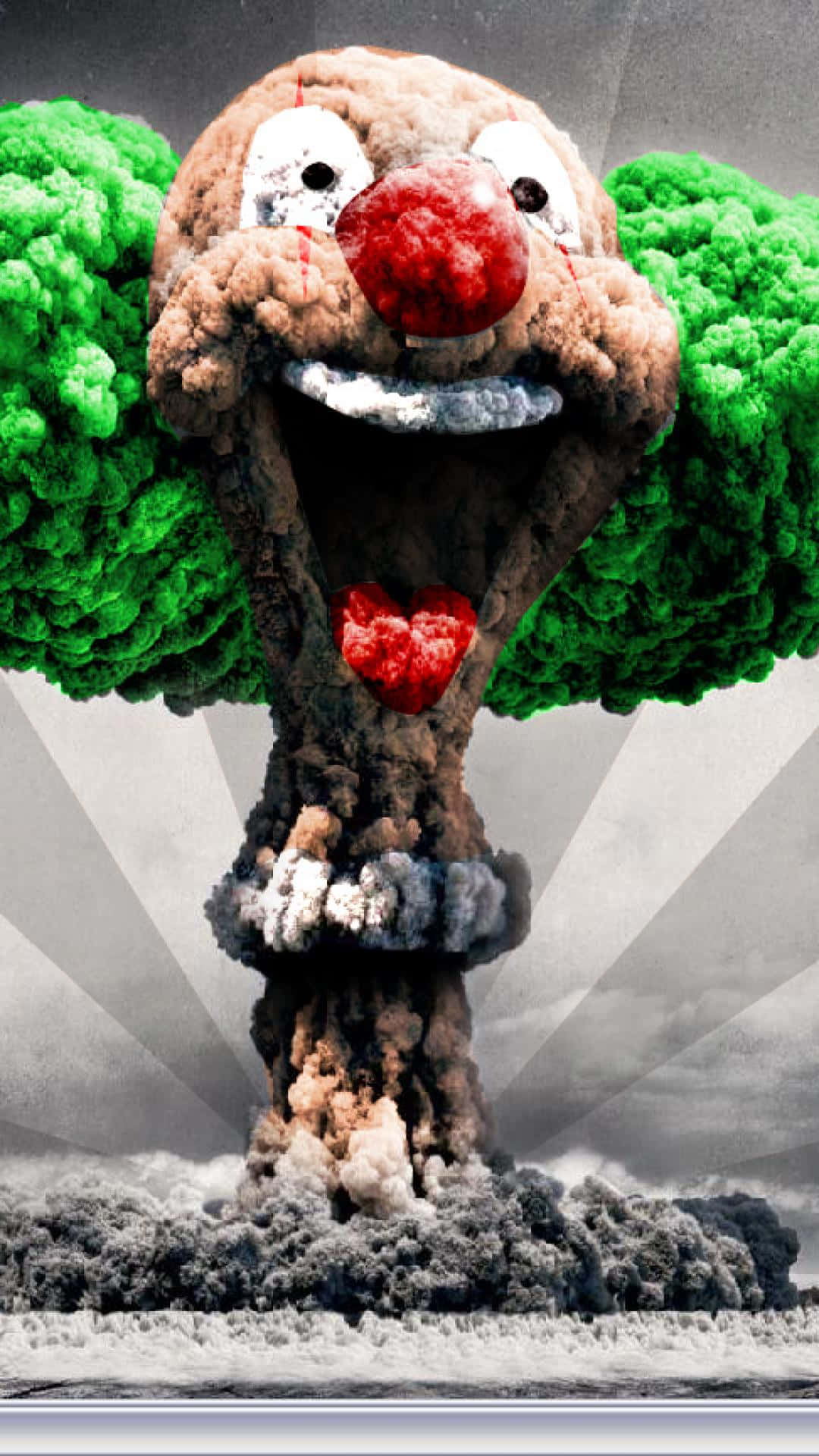 Sick iPhone, clown, mushroom cloud, Full HD Phone Wallpaper