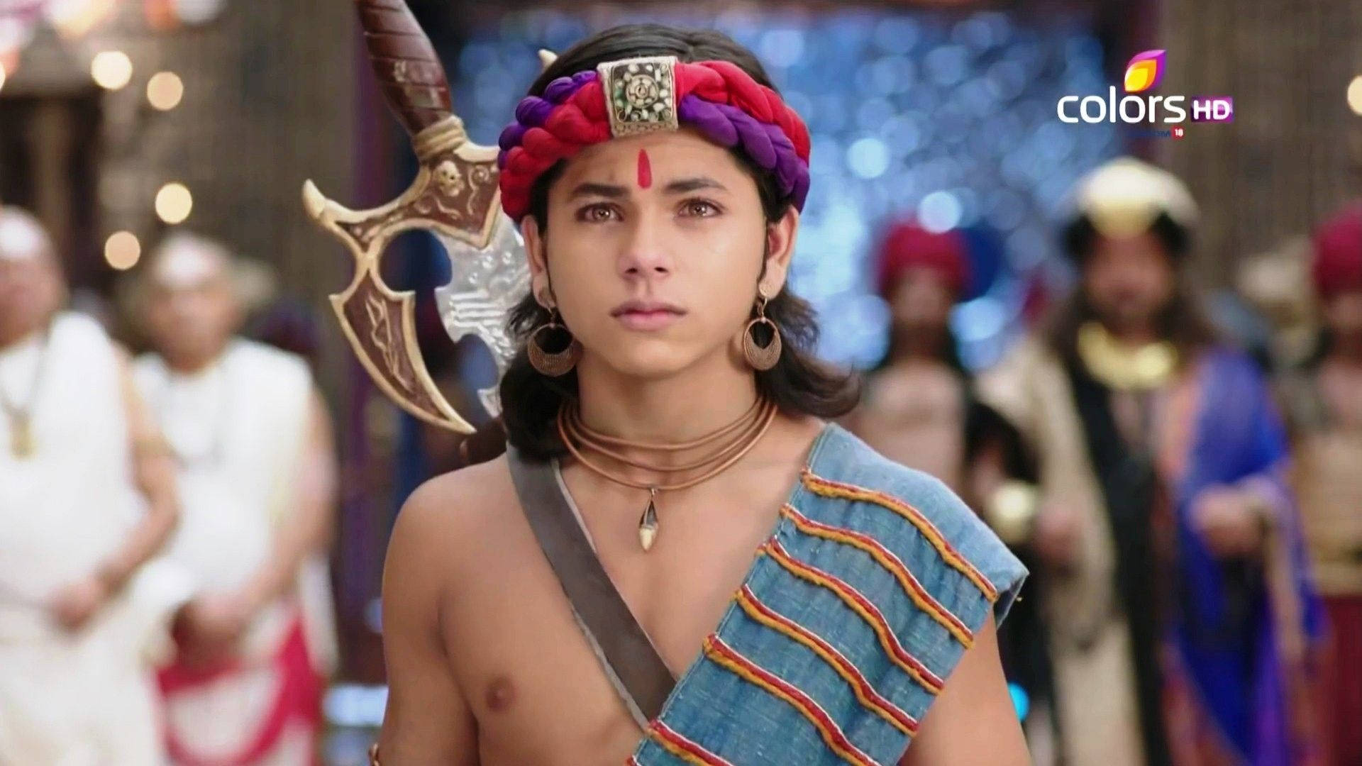 Siddharth Nigam, red and purple headband, ornate sword, Full HD Desktop Wallpaper