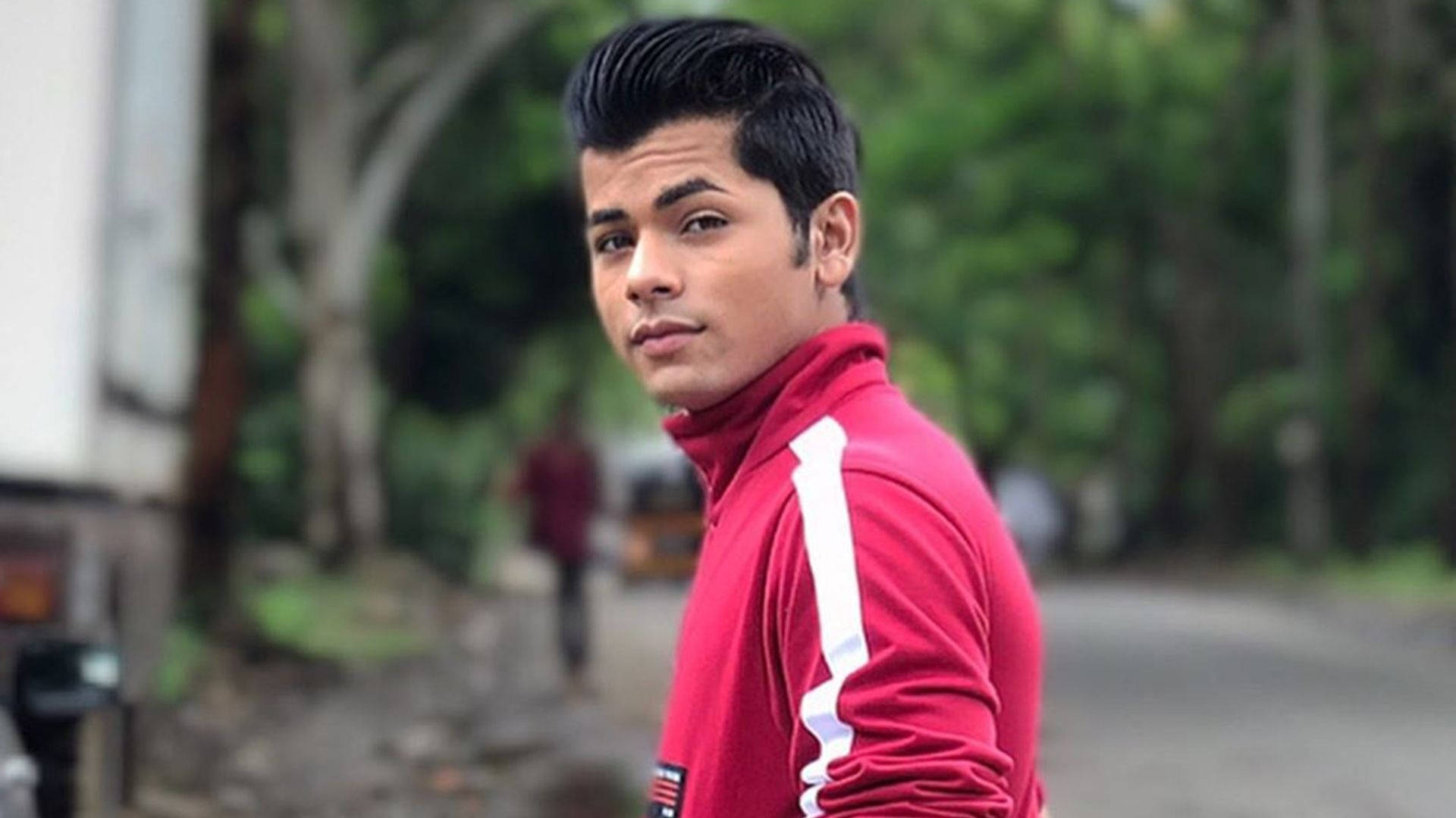 Siddharth Nigam, red track jacket, white stripes, Full HD Desktop Wallpaper