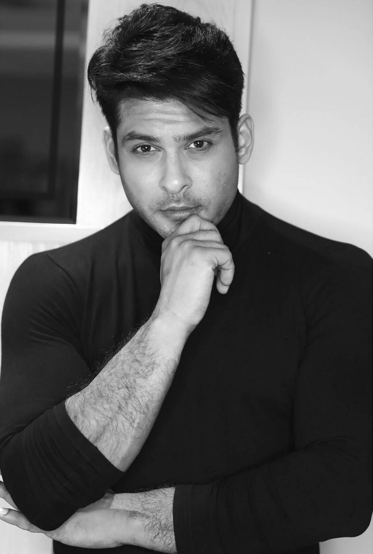 Sidharth Shukla, black and white, turtleneck, HD Phone Wallpaper