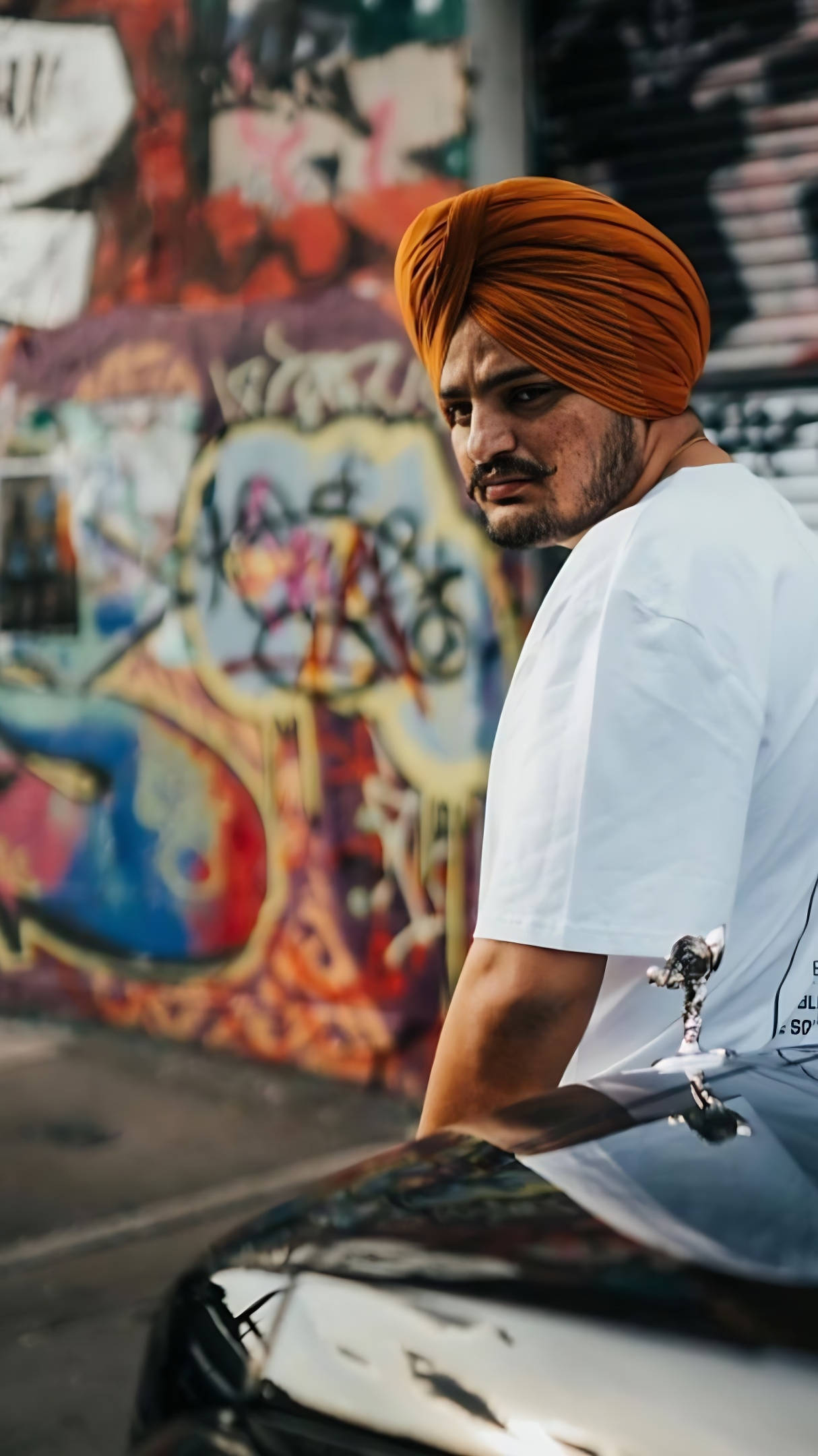 Sidhu Moose Wala, orange turban, scooter, Full HD Phone Wallpaper