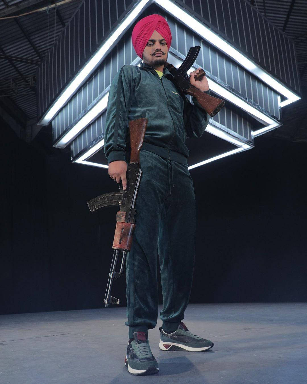 Sidhu Moose Wala, pink turban, dark green velvet suit, HD Phone Wallpaper
