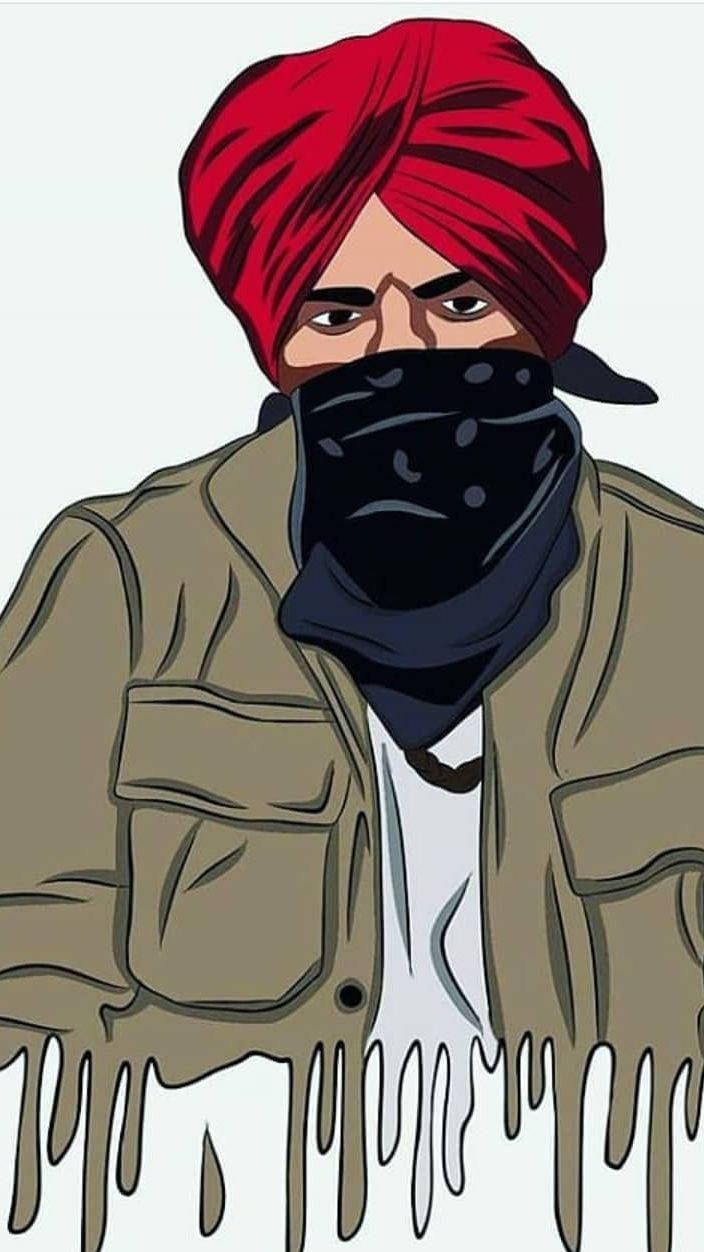 Sidhu Moose Wala, red turban, black face covering, SD Phone Wallpaper