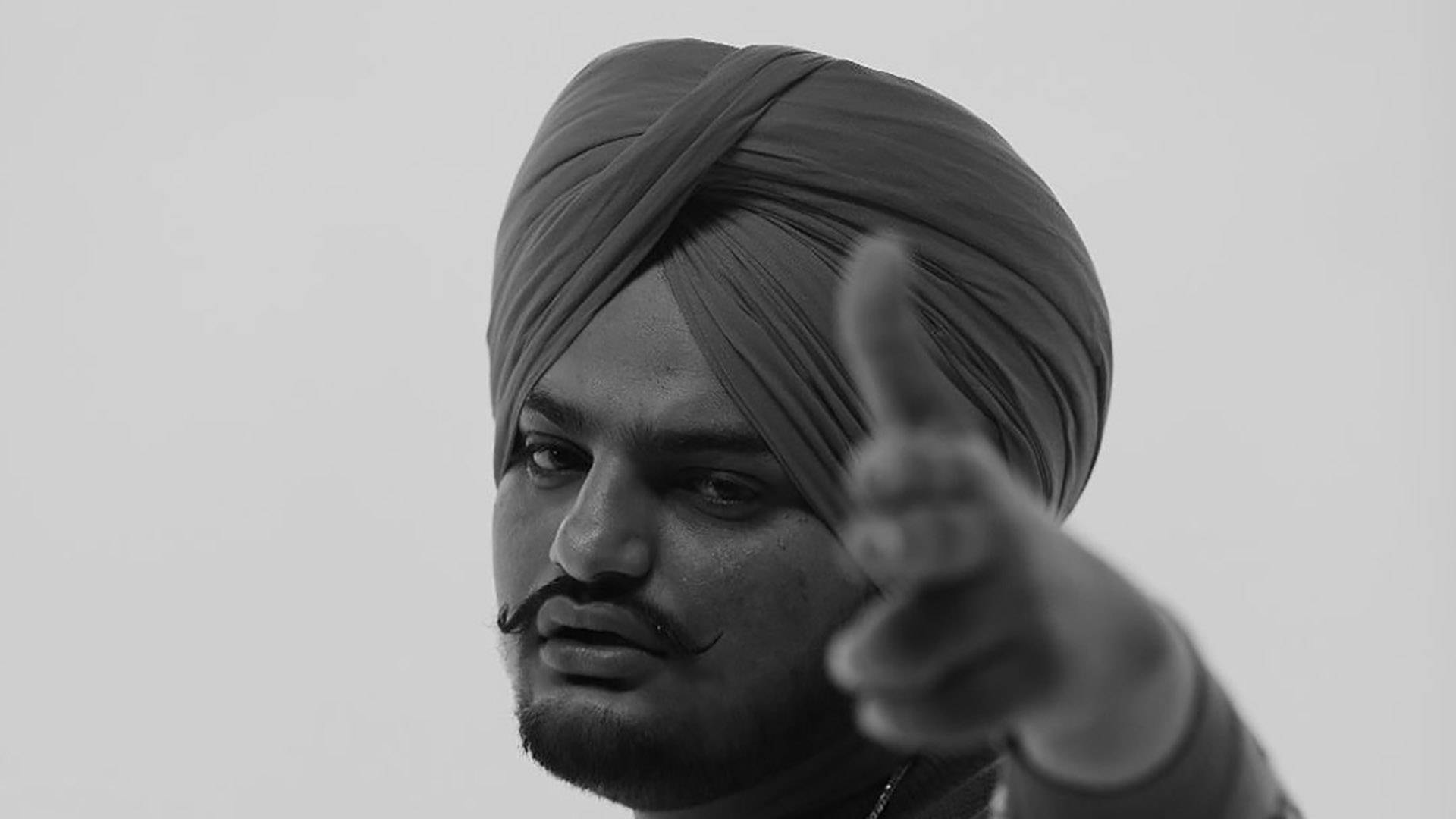 Sidhu Moose Wala, turban, black and white portrait, Full HD Desktop Wallpaper