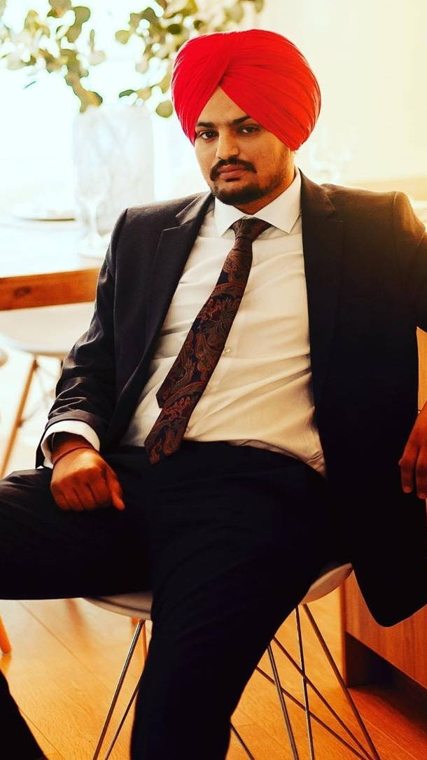 Sidhu Moose Wala, vibrant red turban, sharp suit, SD Phone Wallpaper