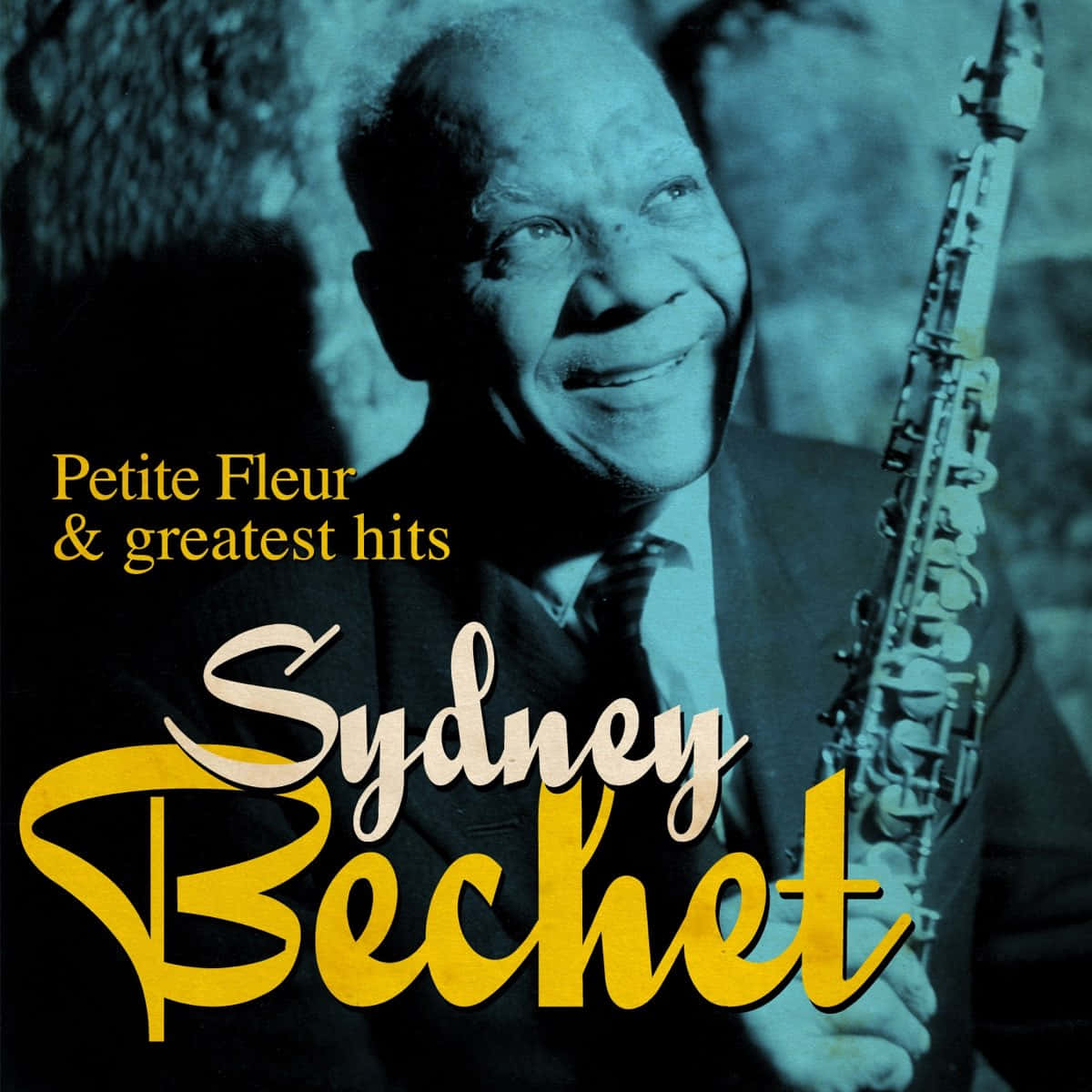 Sidney Bechet, saxophone, dark blue textured background, SD Desktop Wallpaper