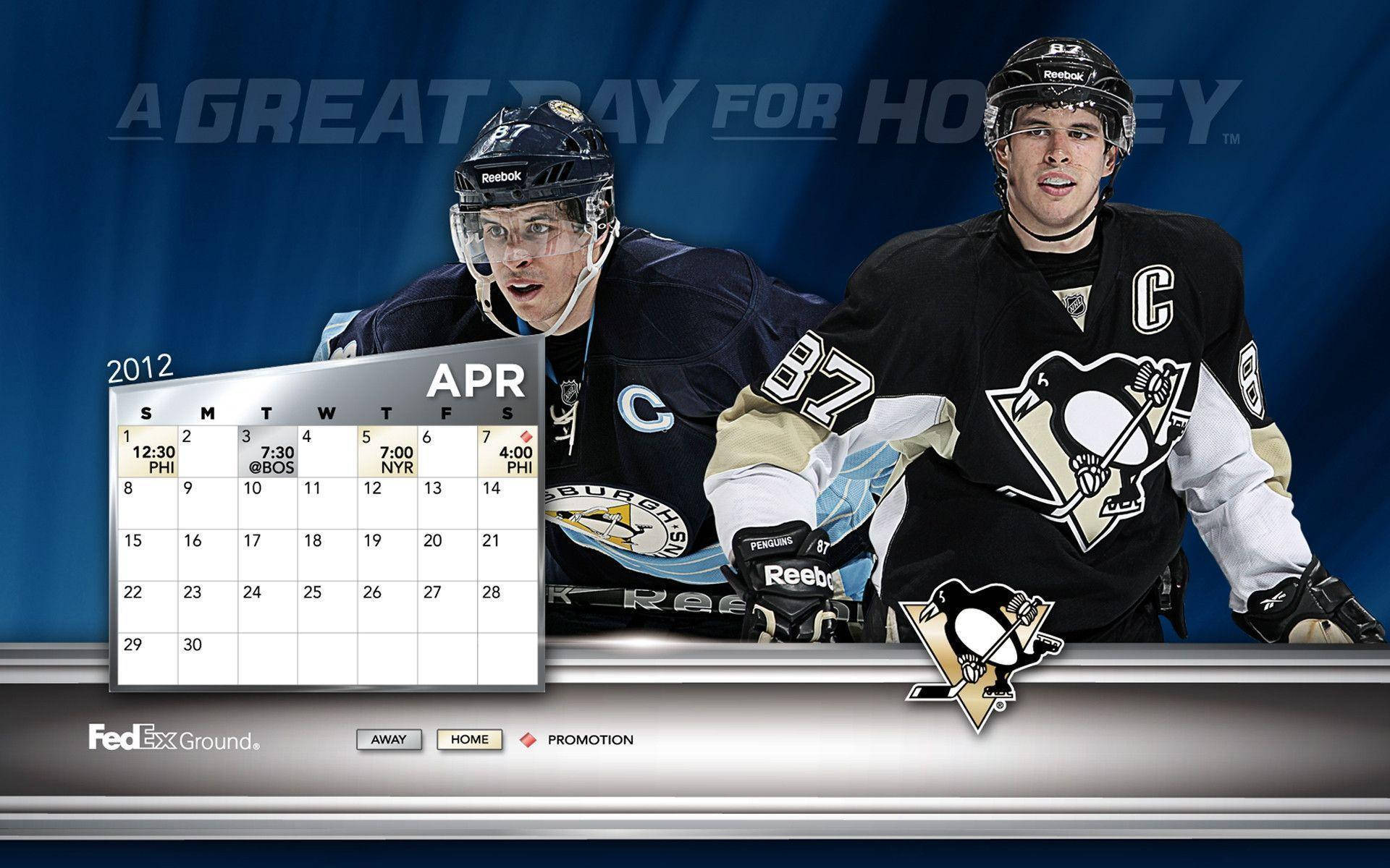 Sidney Crosby, black jerseys, 2012 April schedule graphic, Full HD Desktop Wallpaper