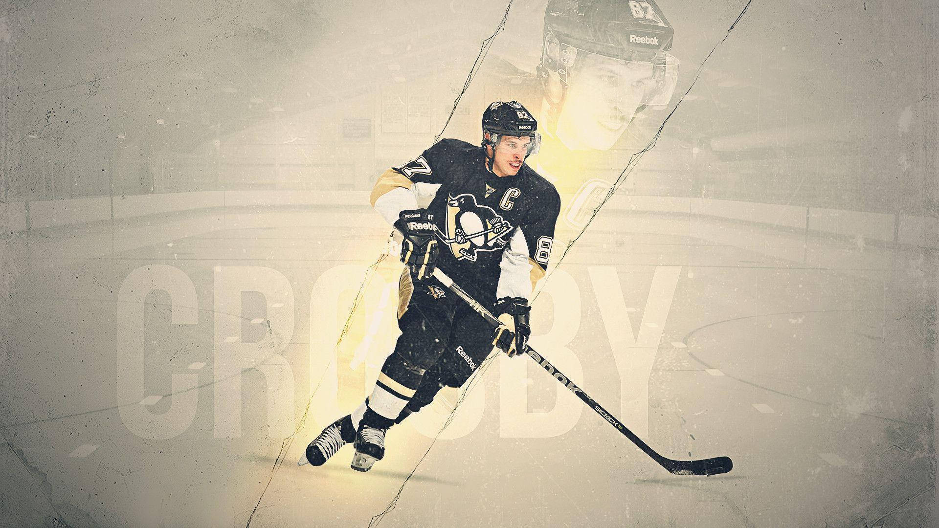 Sidney Crosby, black and gold uniform, hockey field, Full HD Desktop Wallpaper