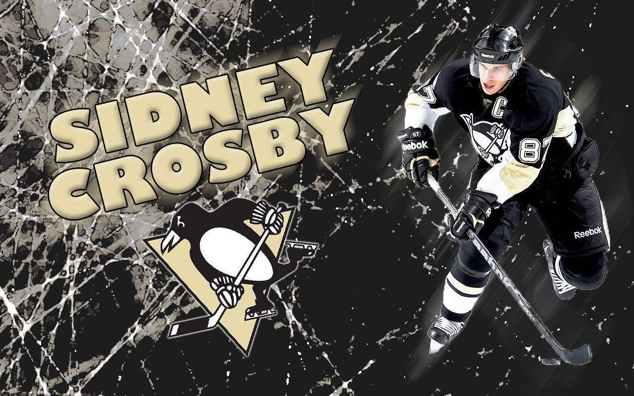 Sidney Crosby, black and gold uniform, cracked ice background, HD Desktop Wallpaper