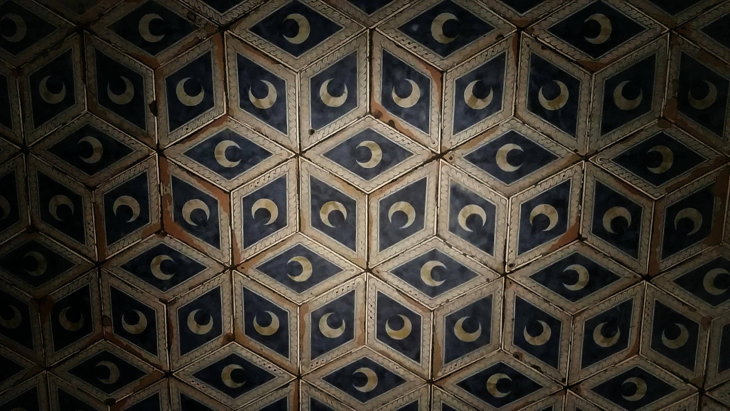 Siena Cathedral, floor tiles, diamond panels, 2K Desktop Wallpaper
