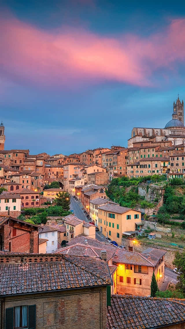 Siena, medieval houses, terracotta rooftops, SD Phone Wallpaper